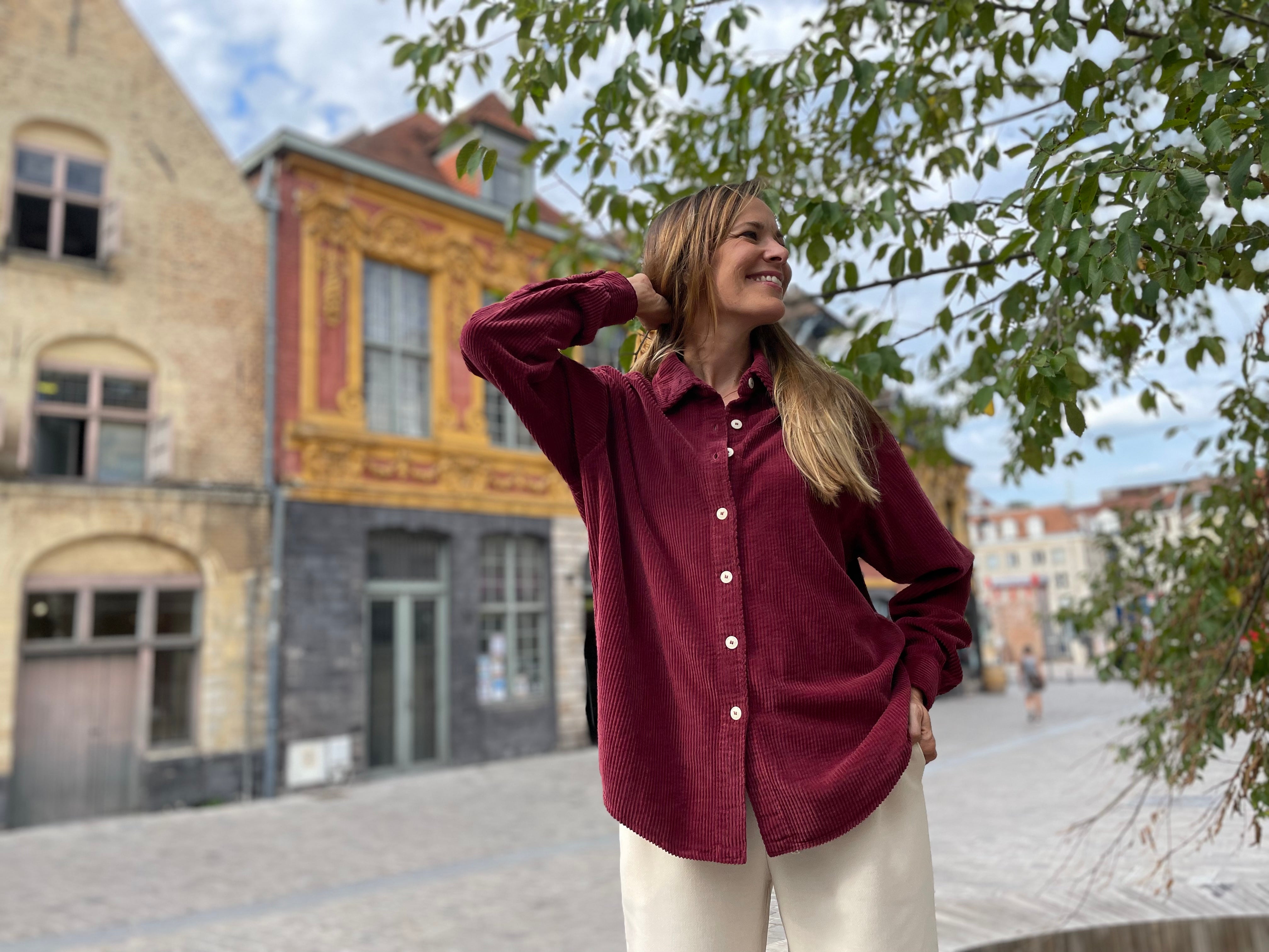 VESTE EN VELOURS COTELE CAMEL CEINTUREE GERARD DAREL NELLE