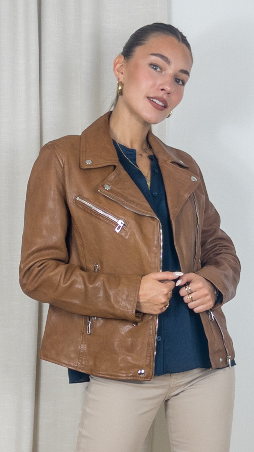 PERFECTO EN CUIR ROSE GARDEN OLYMPE LAMB VITA COGNAC