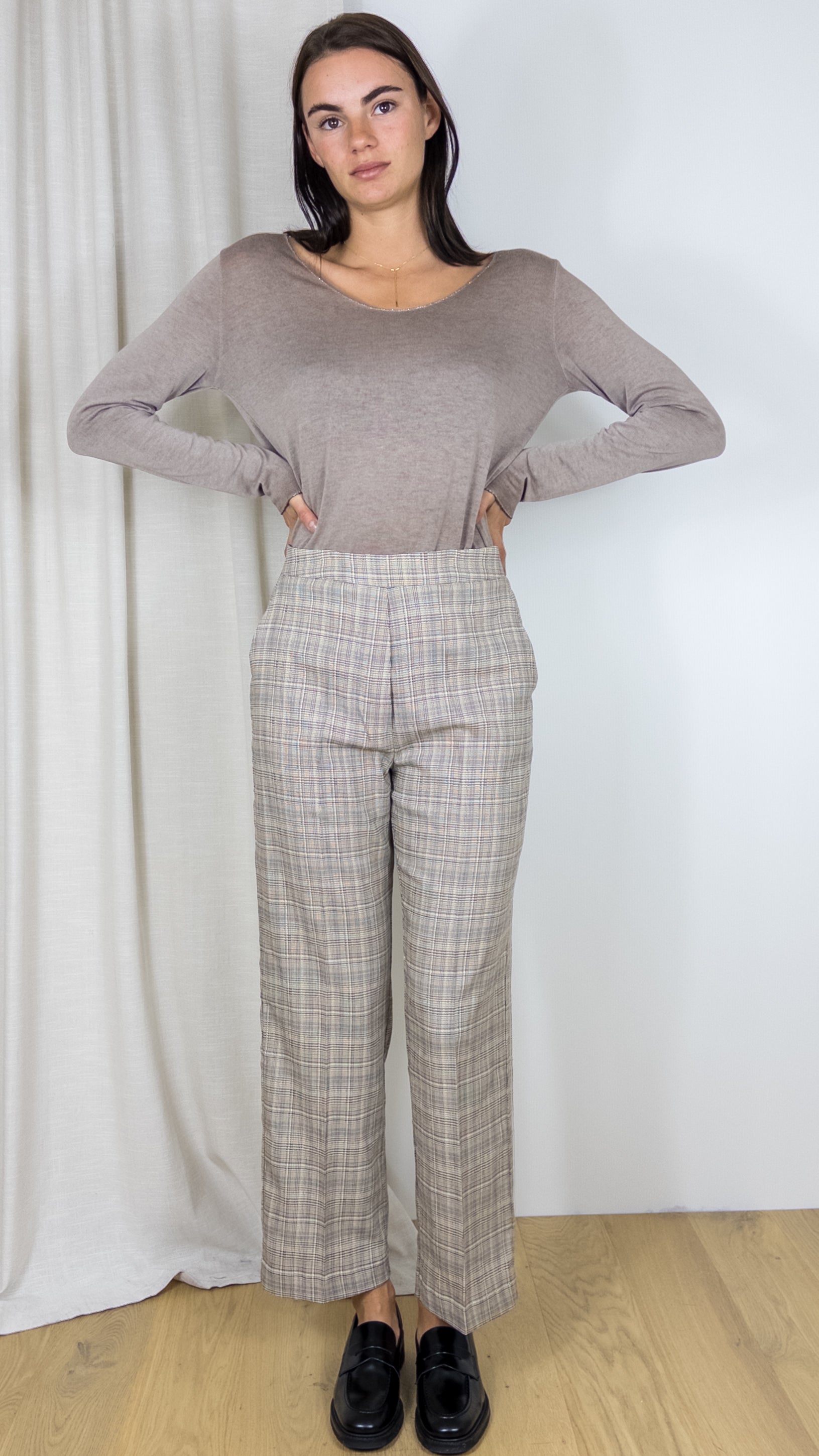 PANTALON ECOSSAIS ANNA SAVARELLI 1516E CAMEL