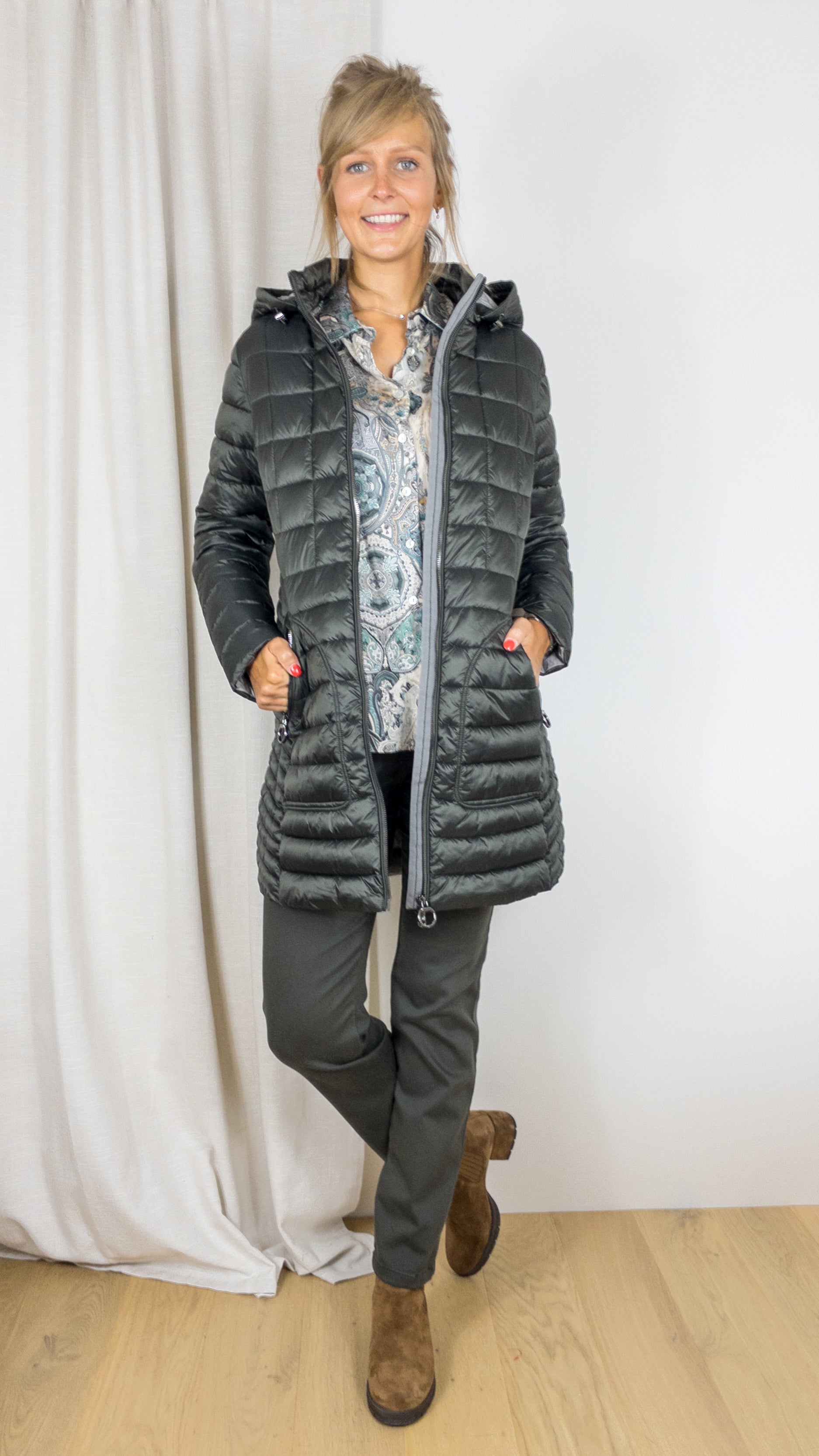 DOUDOUNE MI LONGUE MATELASSEE BETTY BARCLAY 7504 1549 KAKI