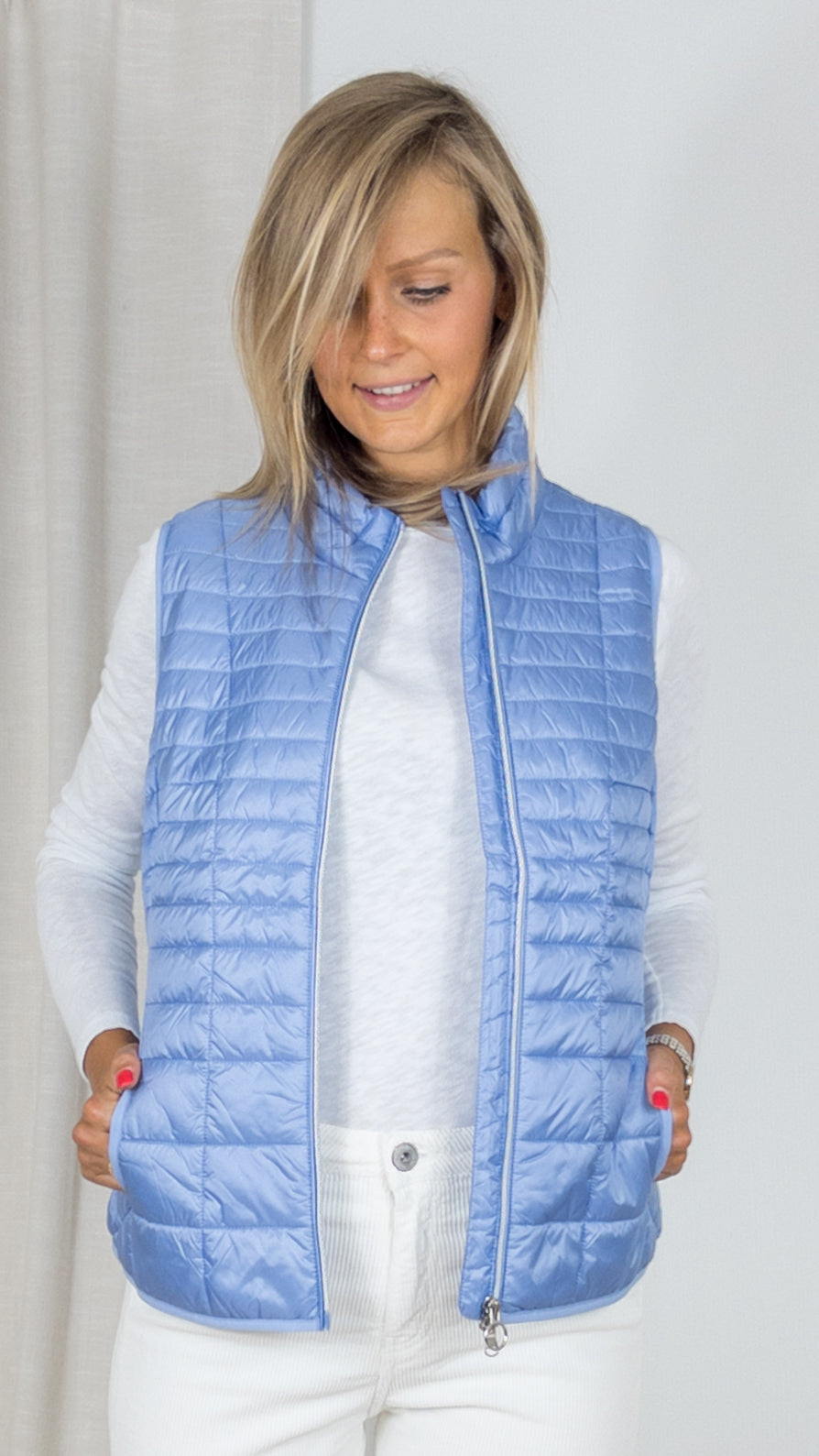 GILET SANS MANCHES ZIPPE BETTY BARCLAY 7195 1902 CIEL
