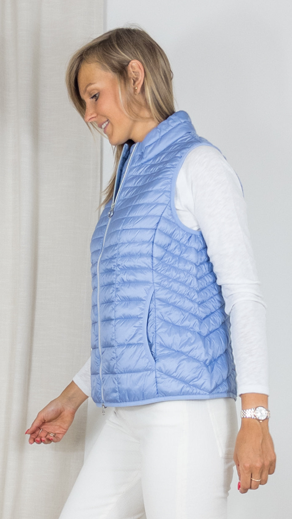 GILET SANS MANCHES ZIPPE BETTY BARCLAY 7195 1902 CIEL
