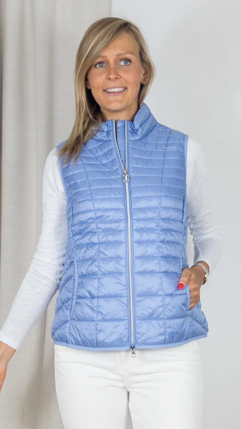 GILET SANS MANCHES ZIPPE BETTY BARCLAY 7195 1902 CIEL