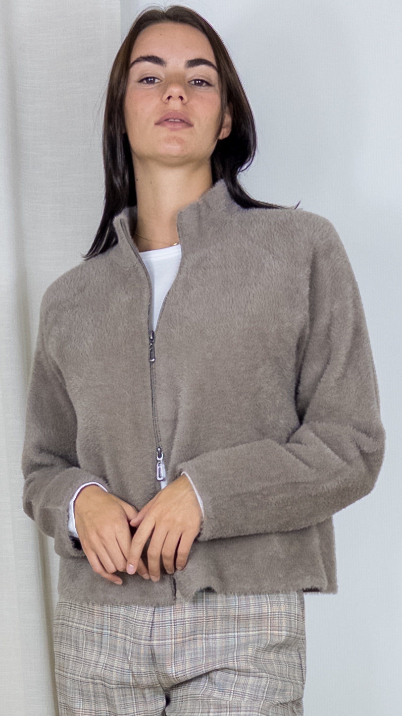 GILET ZIPPE FAUSSE FOURRURE BETTY BARCLAY 5987 2160 TAUPE