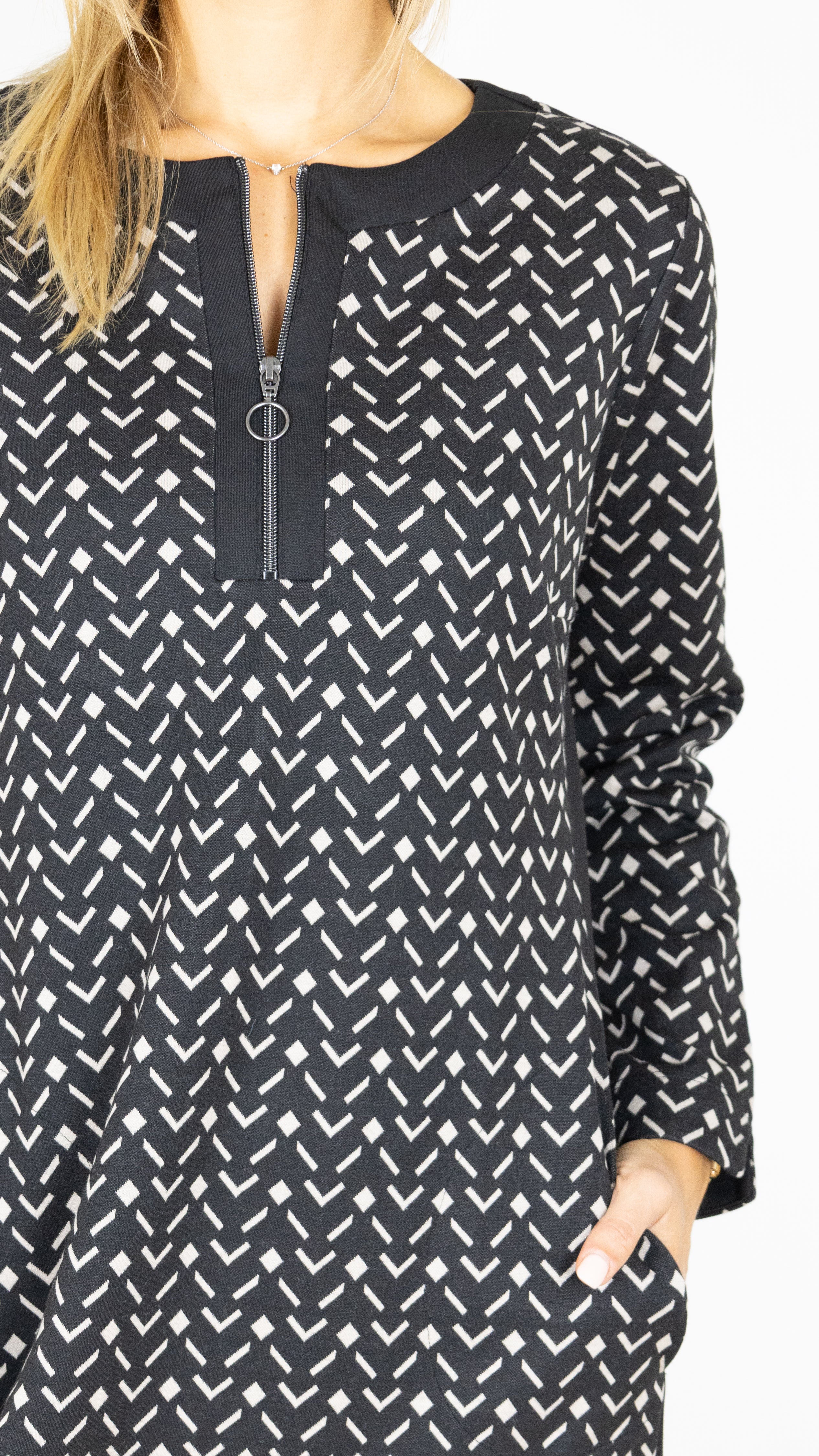 ROBE SWEAT IMPRIME 1428 2199 BETTY BARCLAY NOIR GREIGE
