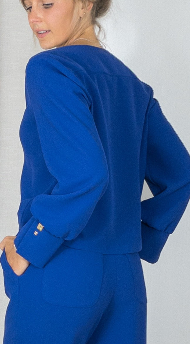 TOP HABILLE COL TUNISIEN FLUIDE CAROLINE BISS 4655 BLEU ELECTRIQUE