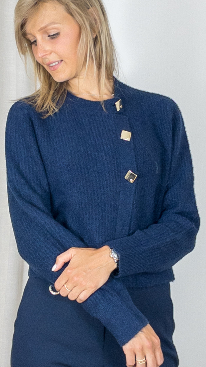 GILET BOLERO EN MAILLE 4239 CAROLINE BISS MARINE