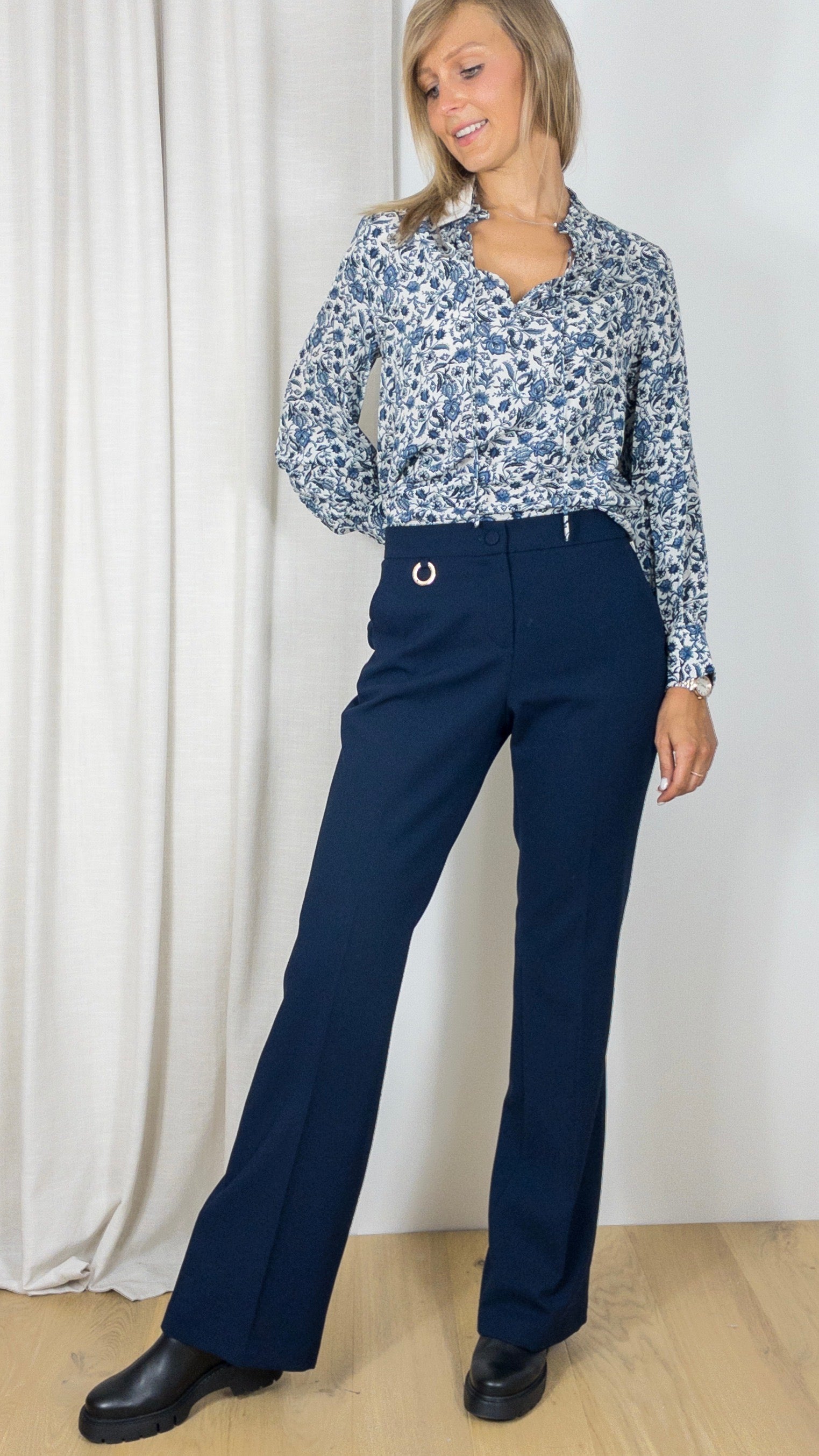 PANTALON BOOTCUT FLUIDE CAROLINE BISS 4545 MARINE