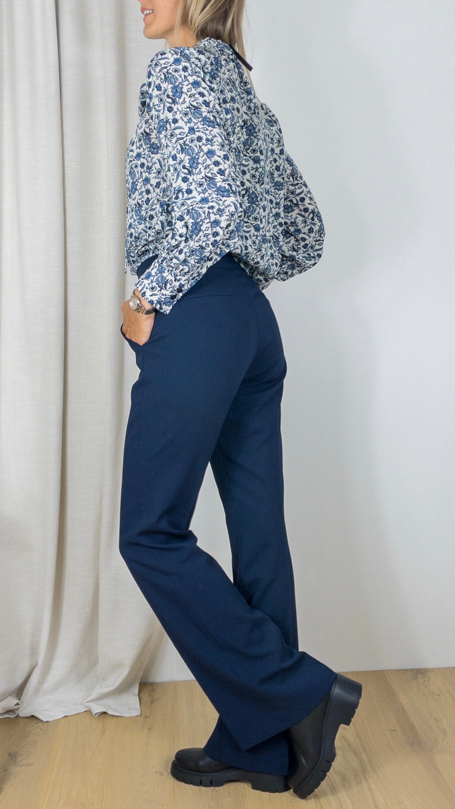 PANTALON BOOTCUT FLUIDE CAROLINE BISS 4545 MARINE