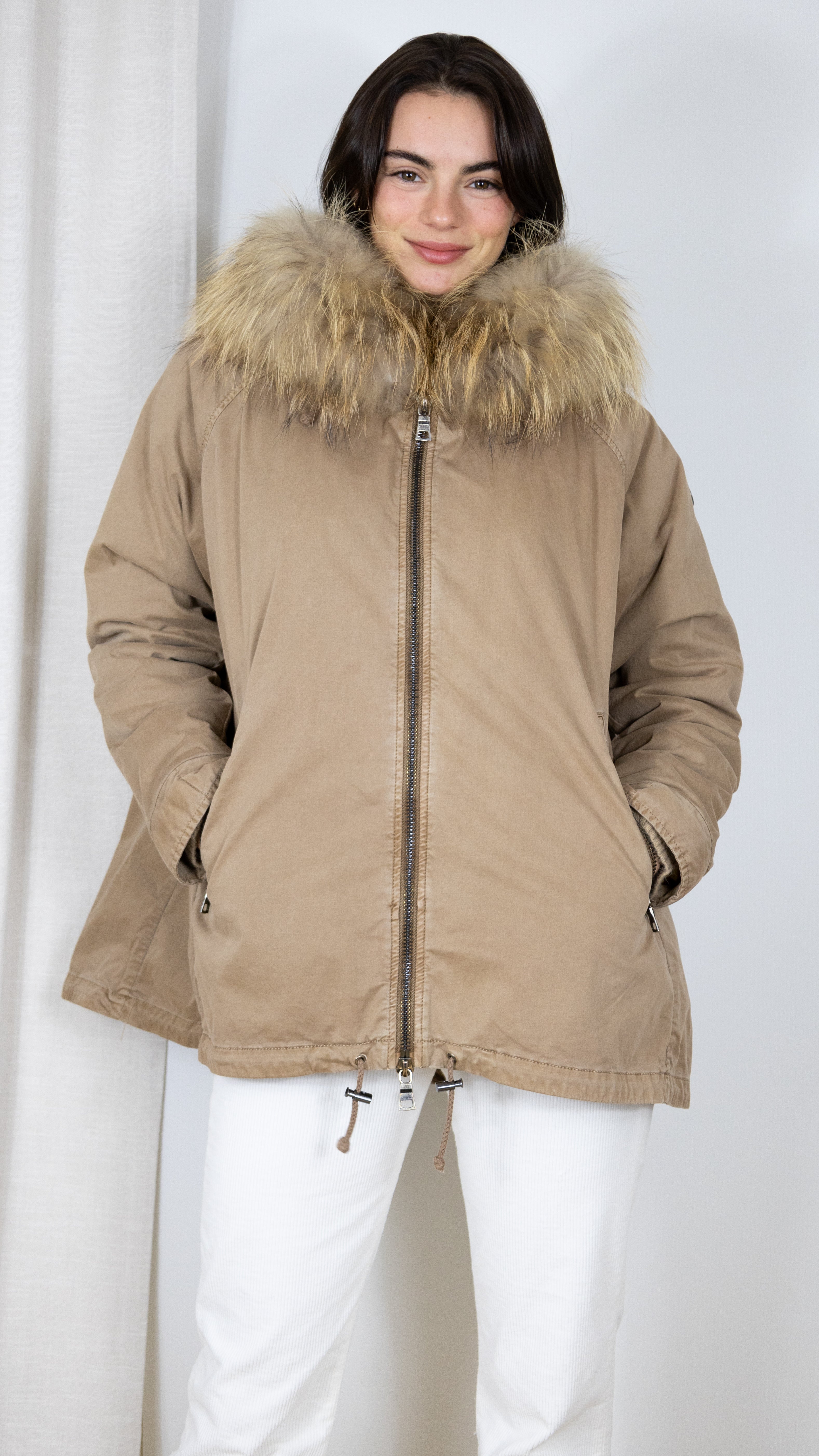 PARKA COURTE EVASEE FOURRURE COL BLONDE N°8 RENNES 515 CROISSANT