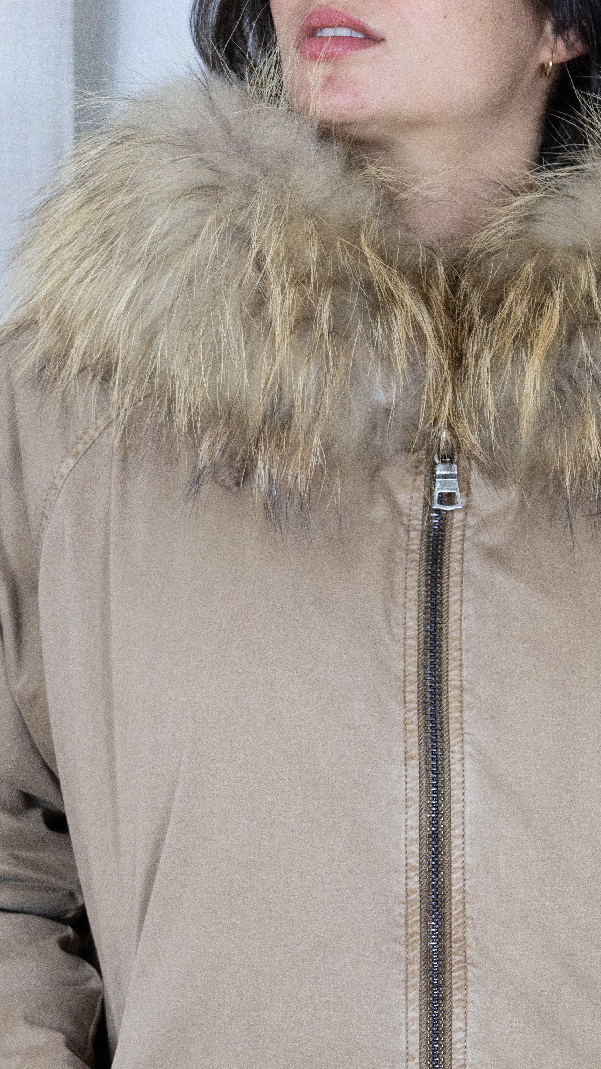 PARKA COURTE EVASEE FOURRURE COL BLONDE N°8 RENNES 515 CROISSANT