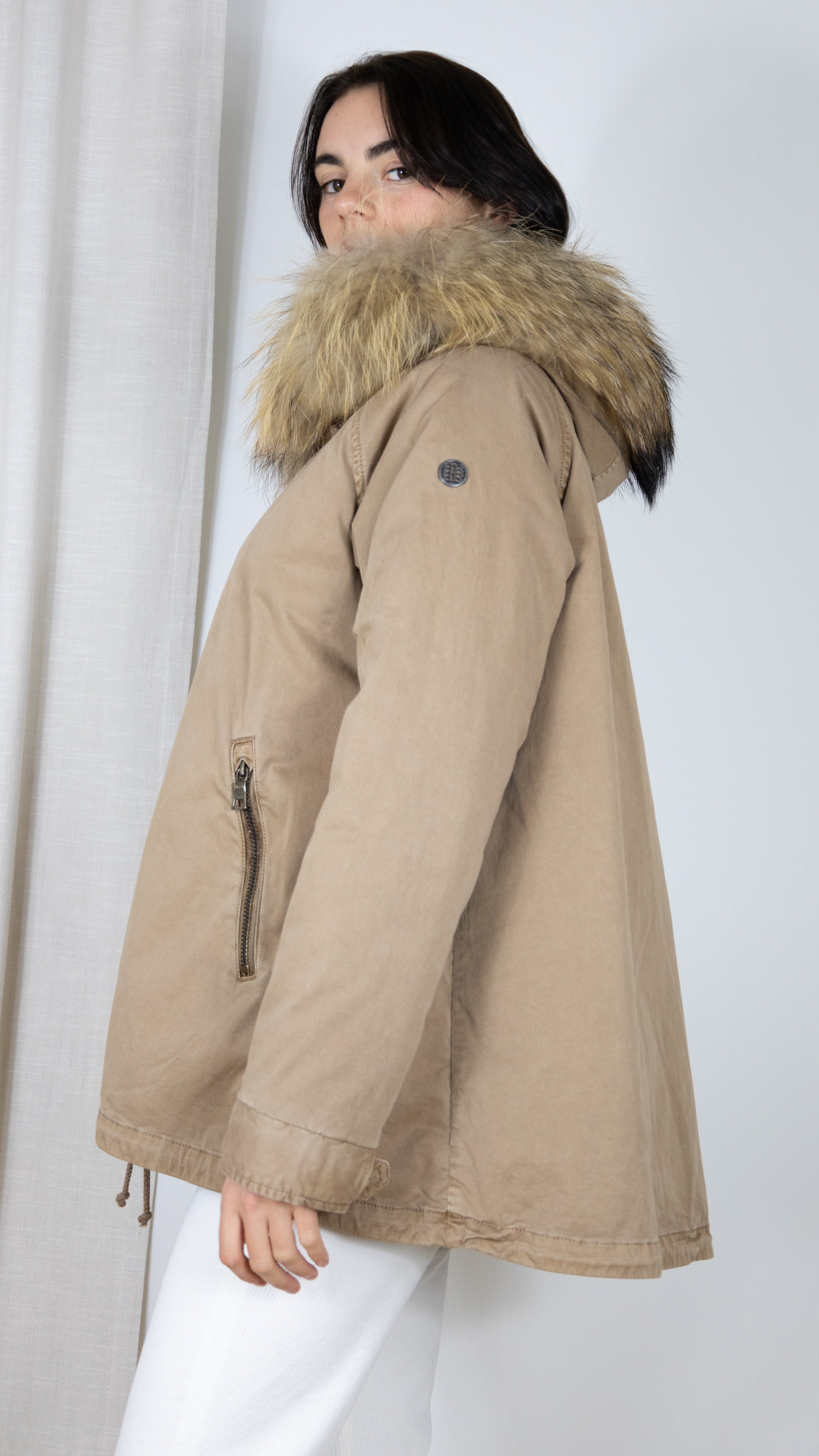 PARKA COURTE EVASEE FOURRURE COL BLONDE N°8 RENNES 515 CROISSANT
