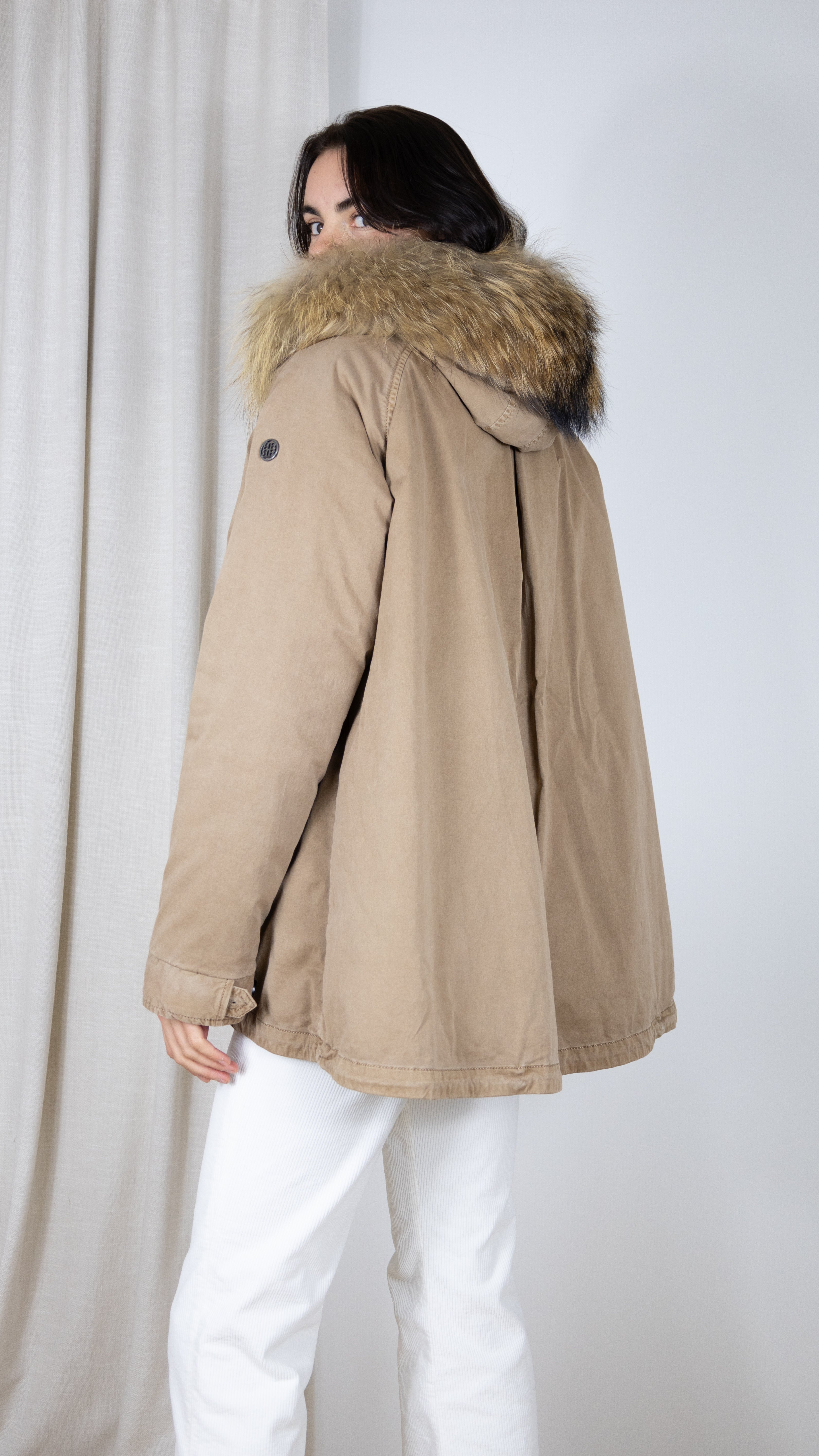 PARKA COURTE EVASEE FOURRURE COL BLONDE N°8 RENNES 515 CROISSANT