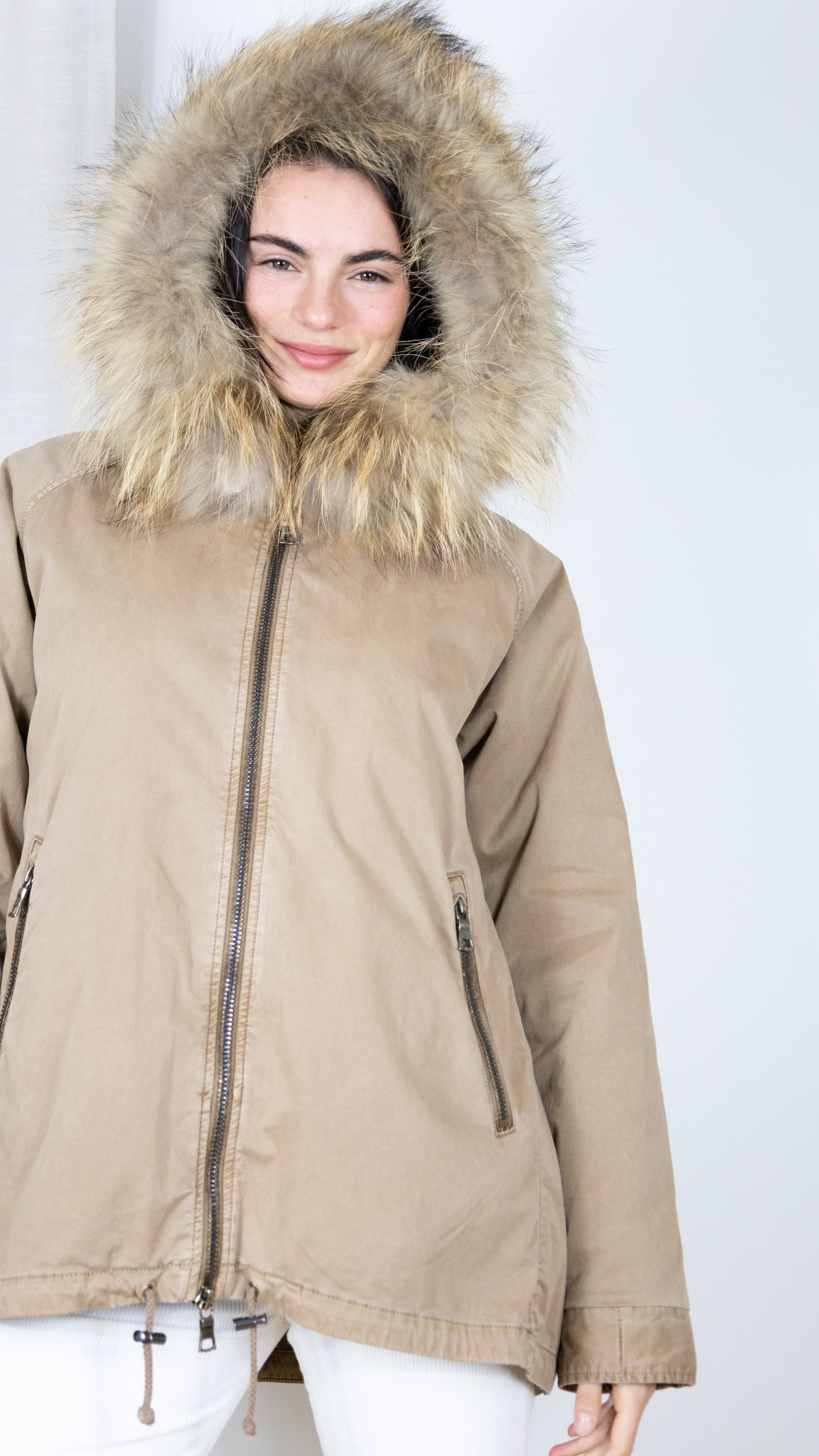 PARKA COURTE EVASEE FOURRURE COL BLONDE N°8 RENNES 515 CROISSANT