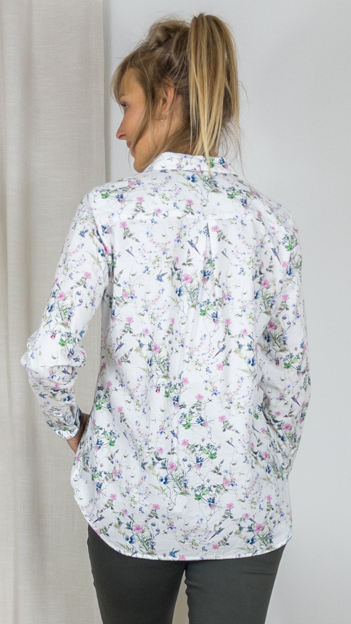 CHEMISE IMPRIME FLEURI ETERNA D935 7121 MARINE