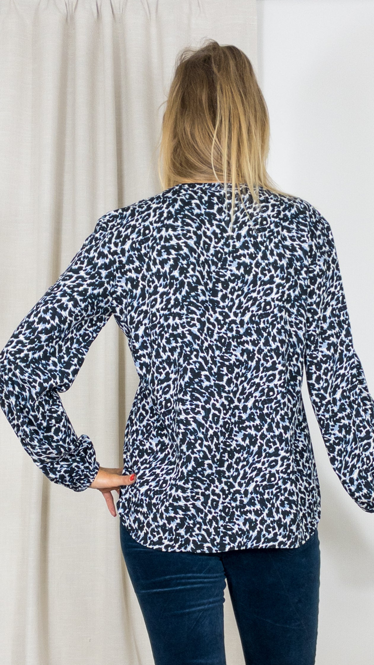 BLOUSE IMPRIME LEOPARD GERRY WEBER 160021 66405 BLEU GRIS