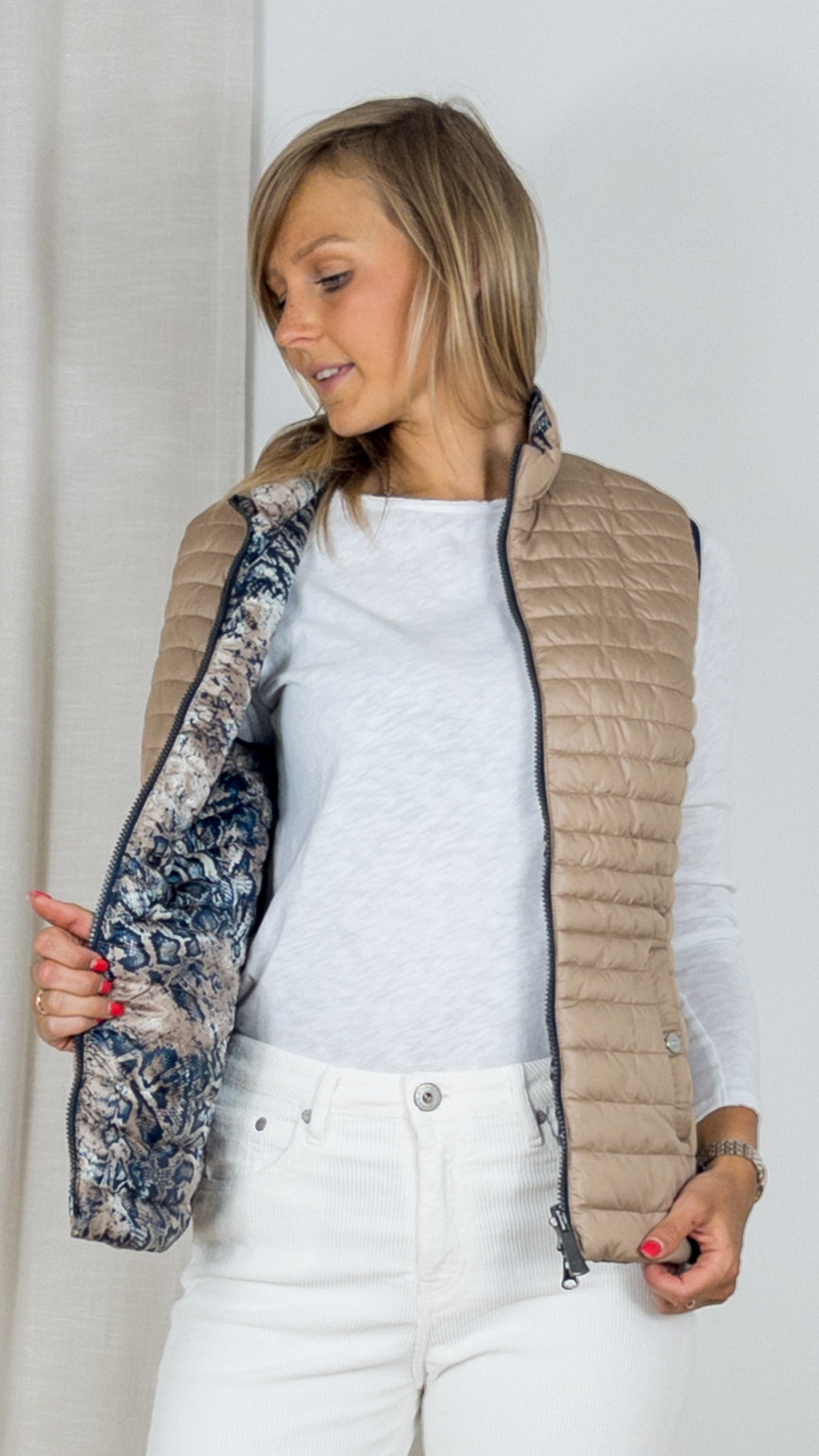 GILET SANS MANCHES MATELASSE DOUDOUNE CAMEL REVERSIBLE LEBEK 3505