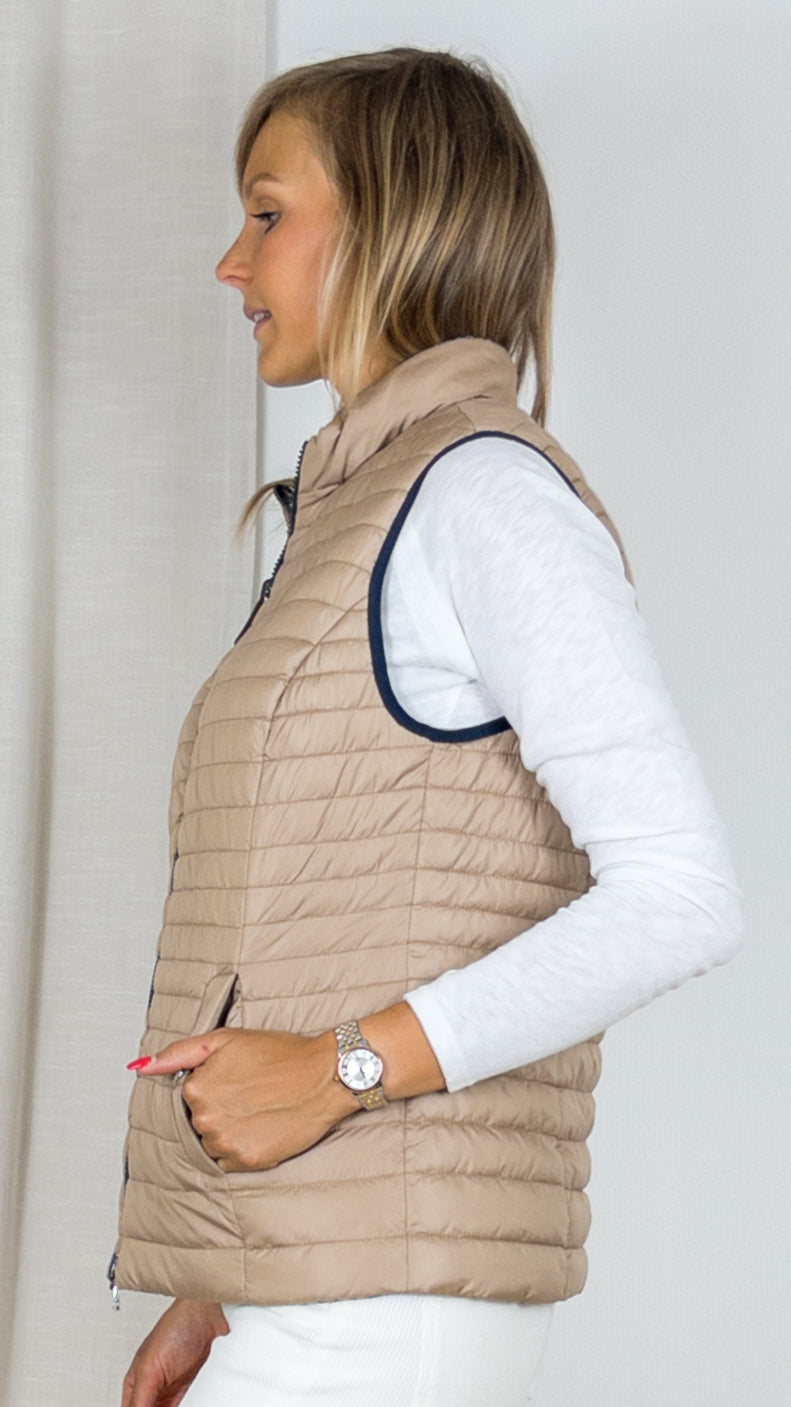 GILET SANS MANCHES MATELASSE DOUDOUNE CAMEL REVERSIBLE LEBEK 3505