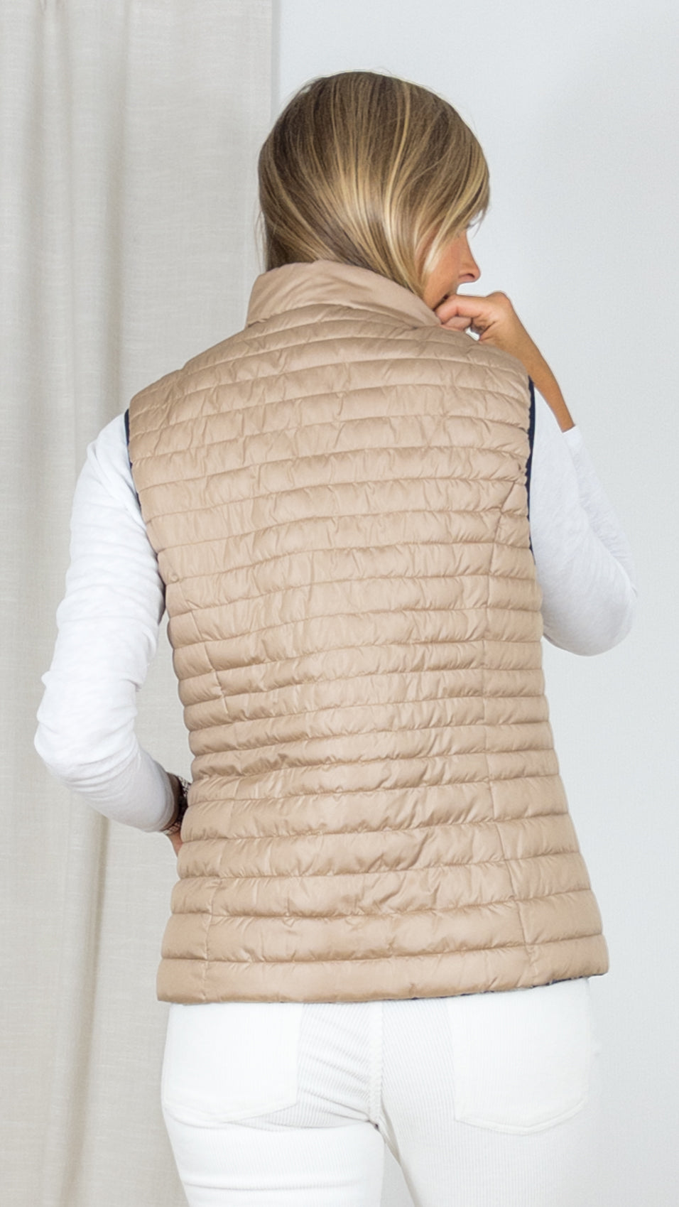 GILET SANS MANCHES MATELASSE DOUDOUNE CAMEL REVERSIBLE LEBEK 3505