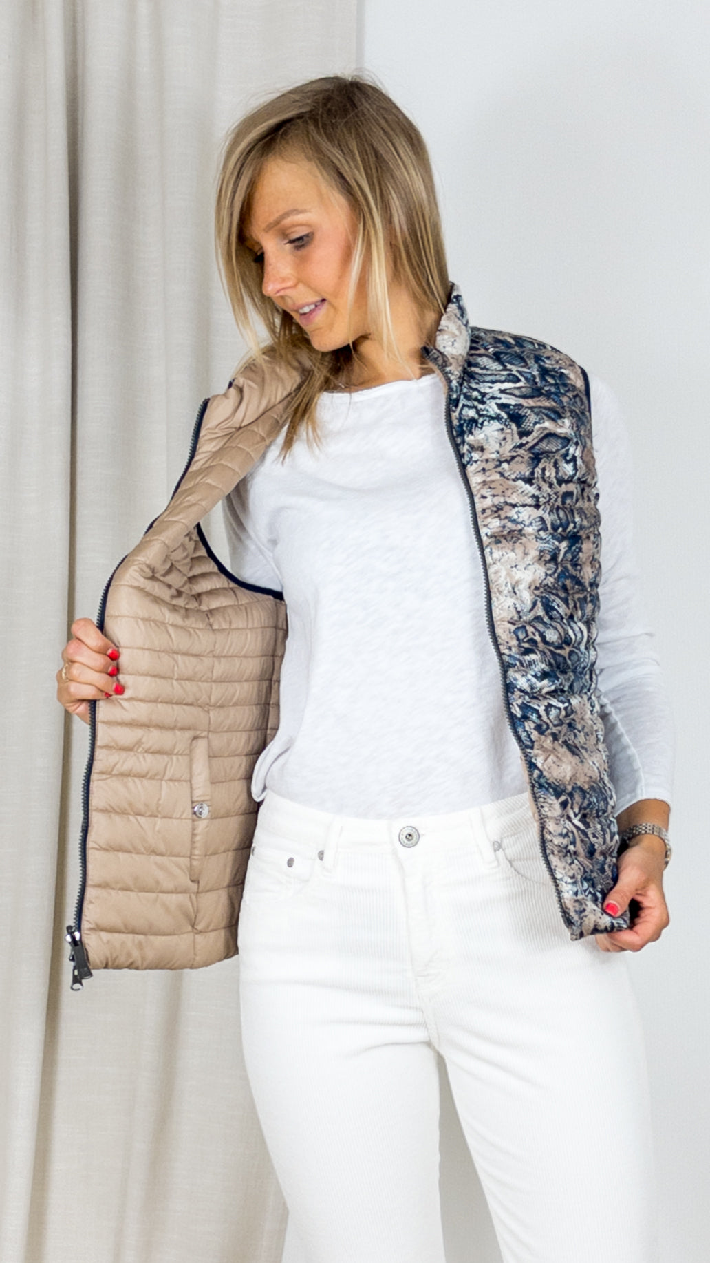 GILET SANS MANCHES MATELASSE DOUDOUNE CAMEL REVERSIBLE LEBEK 3505