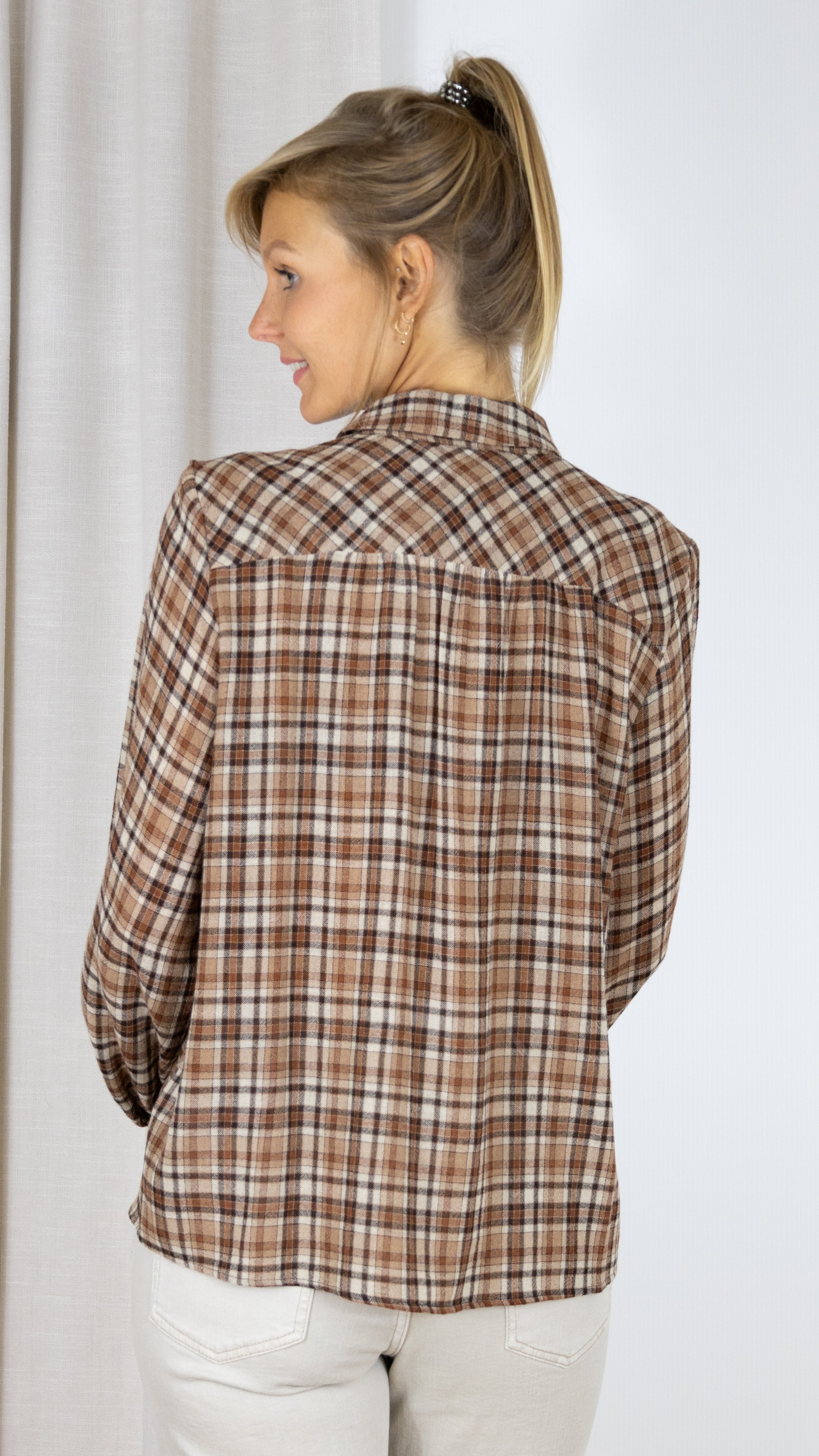 BLOUSE ECOSSAISE EN LAINE CAMEL GERARD DAREL COLOMBE