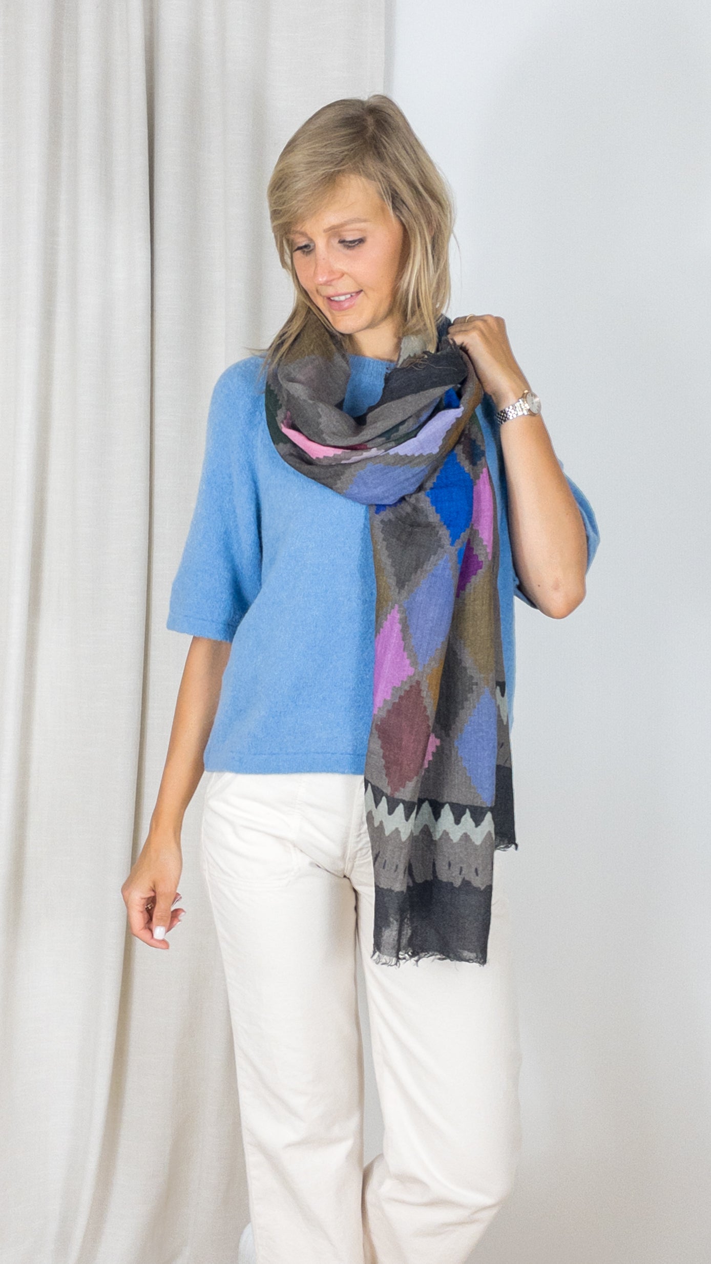 ECHARPE IMPRIMEE EN LOSANGES GERARD DAREL GABY MARRON