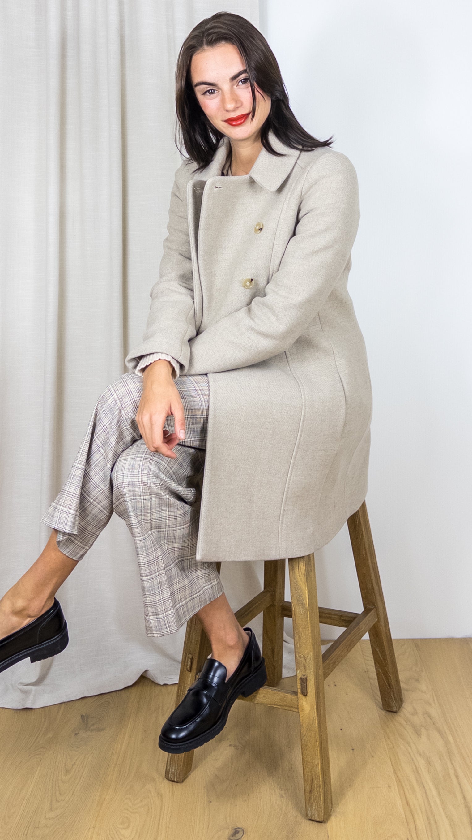 MANTEAU EN LAINE DOUBLE BOUTONNAGE MARYLENE PABLO BEIGE
