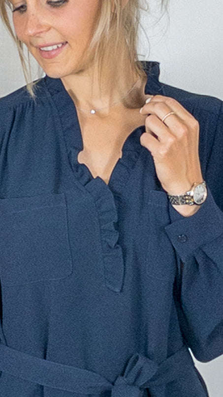 ROBE COURTE ESPRIT CHEMISE RUCCIA PABLO MARINE