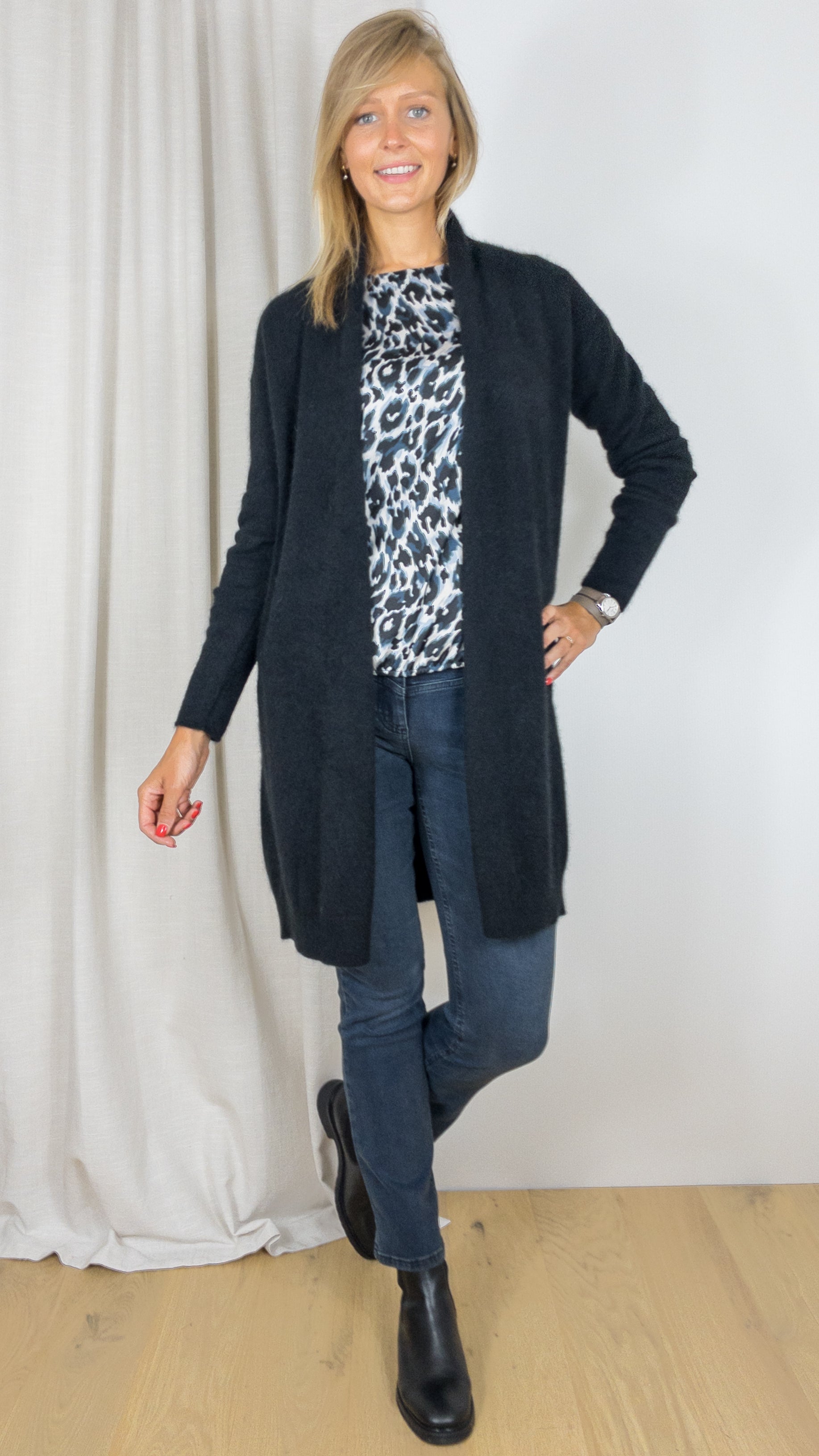 GILET LONG EN RACCOON FDI129 K149 MAJESTIC NOIR