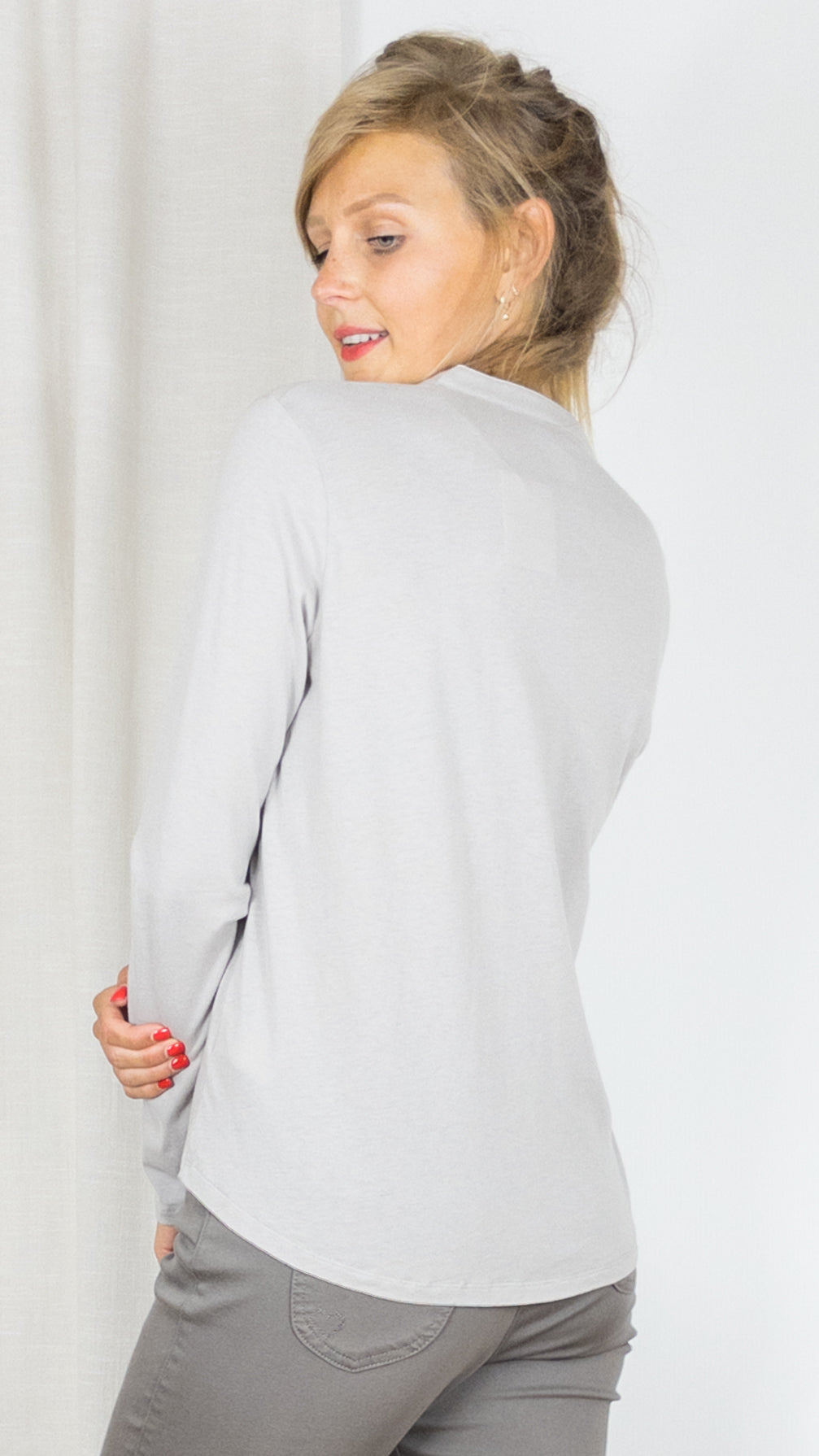 TEESHIRT EN COTON CACHEMIRE FTU081 MAJESTIC SMOKE GREIGE