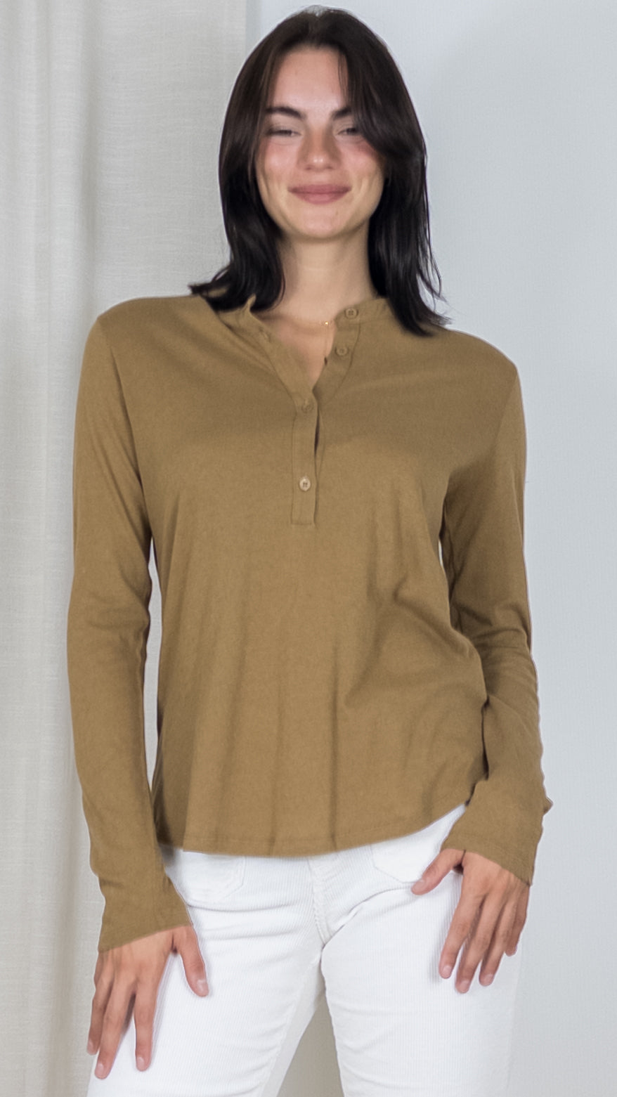 TEESHIRT EN COTON CACHEMIRE FTU081 MAJESTIC CAMEL