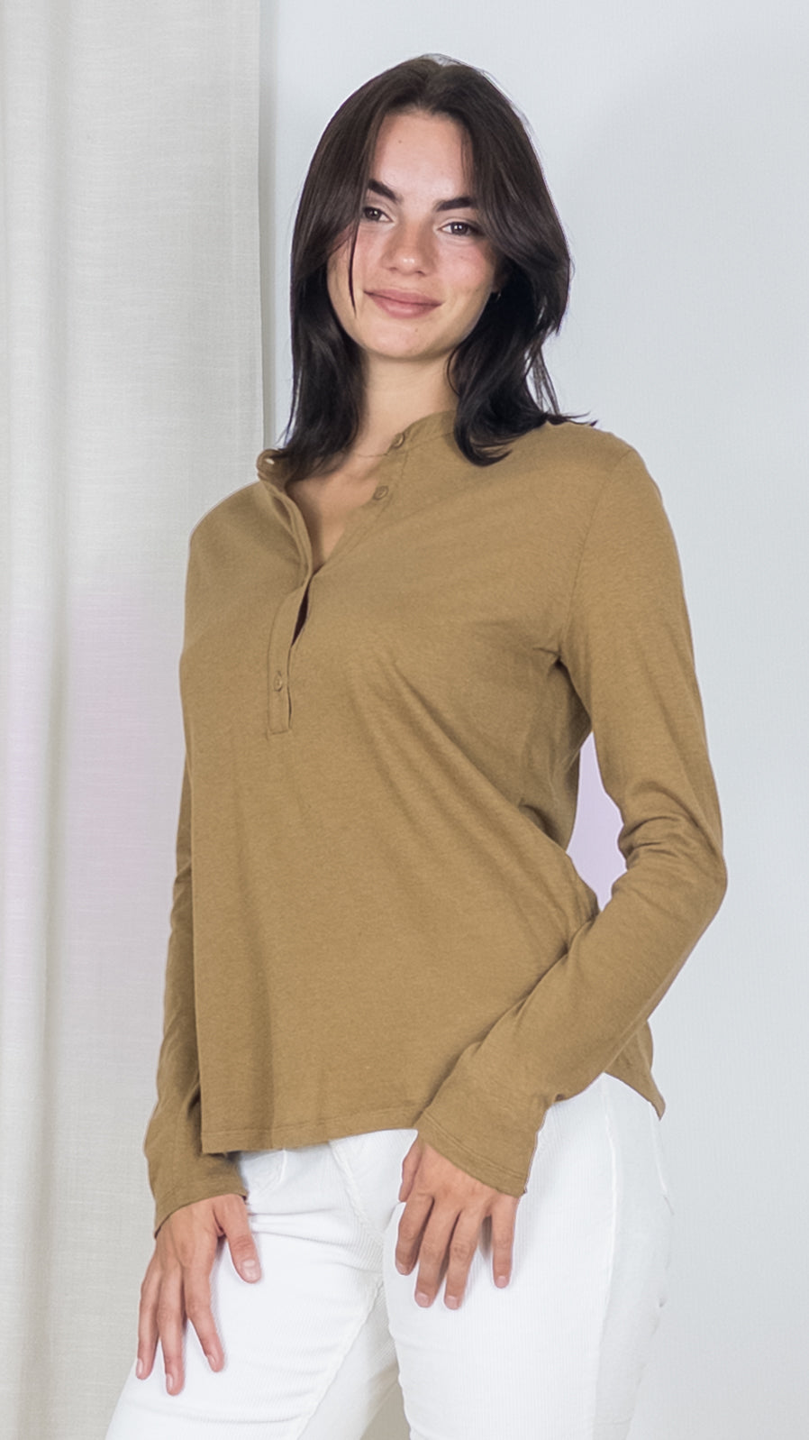 TEESHIRT EN COTON CACHEMIRE FTU081 MAJESTIC CAMEL