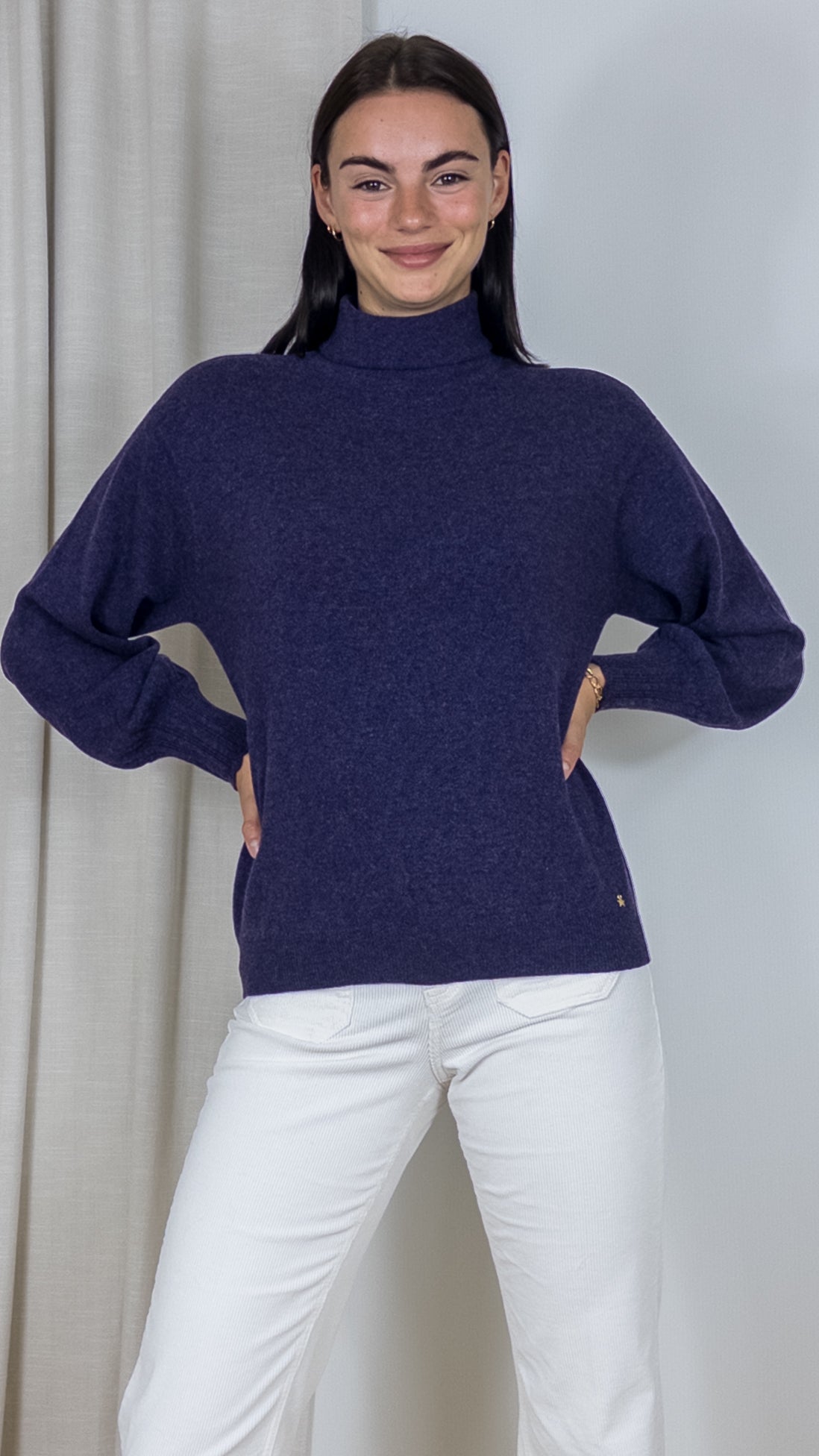 PULL MANCHES BALLONS LAINE MERINOS DES PETITS HAUTS ARMONIE VIOLETTE CHINE