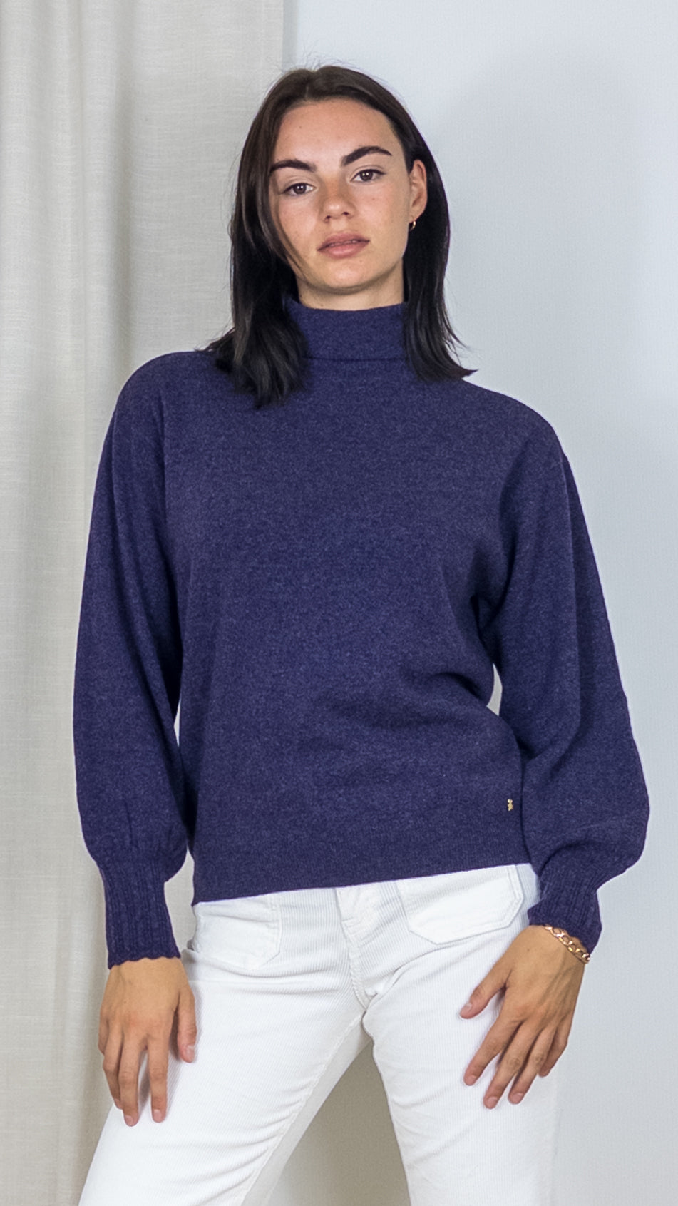 PULL MANCHES BALLONS LAINE MERINOS DES PETITS HAUTS ARMONIE VIOLETTE CHINE