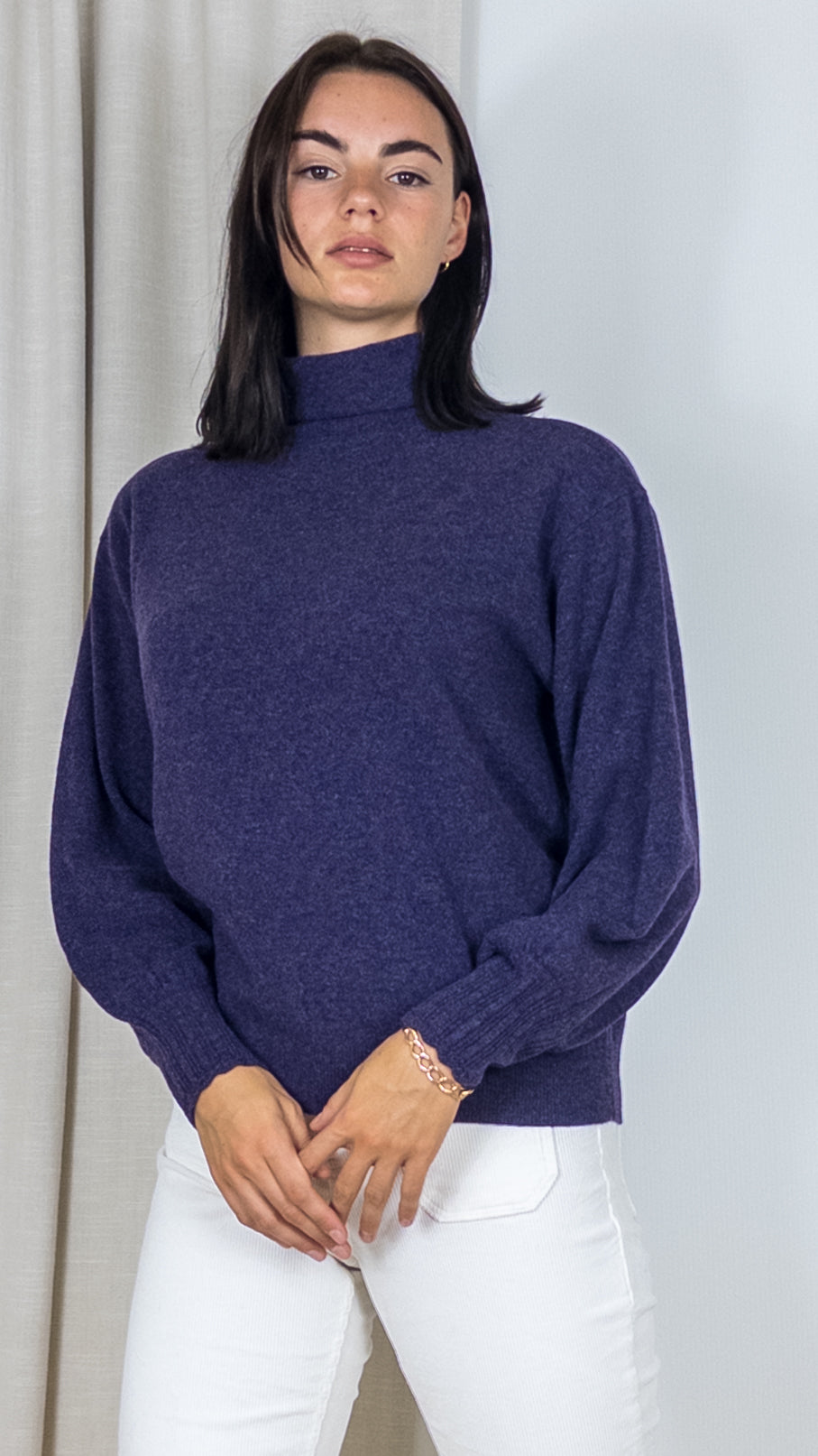 PULL MANCHES BALLONS LAINE MERINOS DES PETITS HAUTS ARMONIE VIOLETTE CHINE