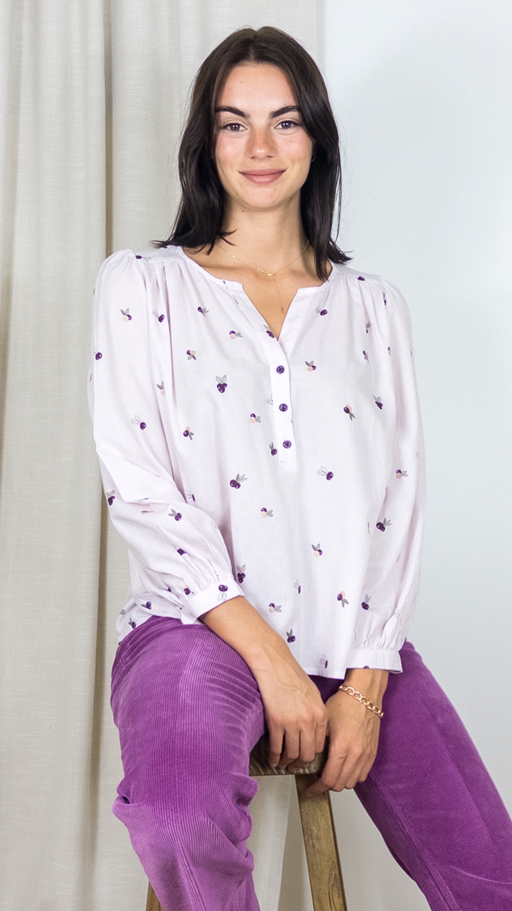 BLOUSE IMPRIMEE EN COTON RIVETTE DES PETITS HAUTS CHOUQETTE LILAS