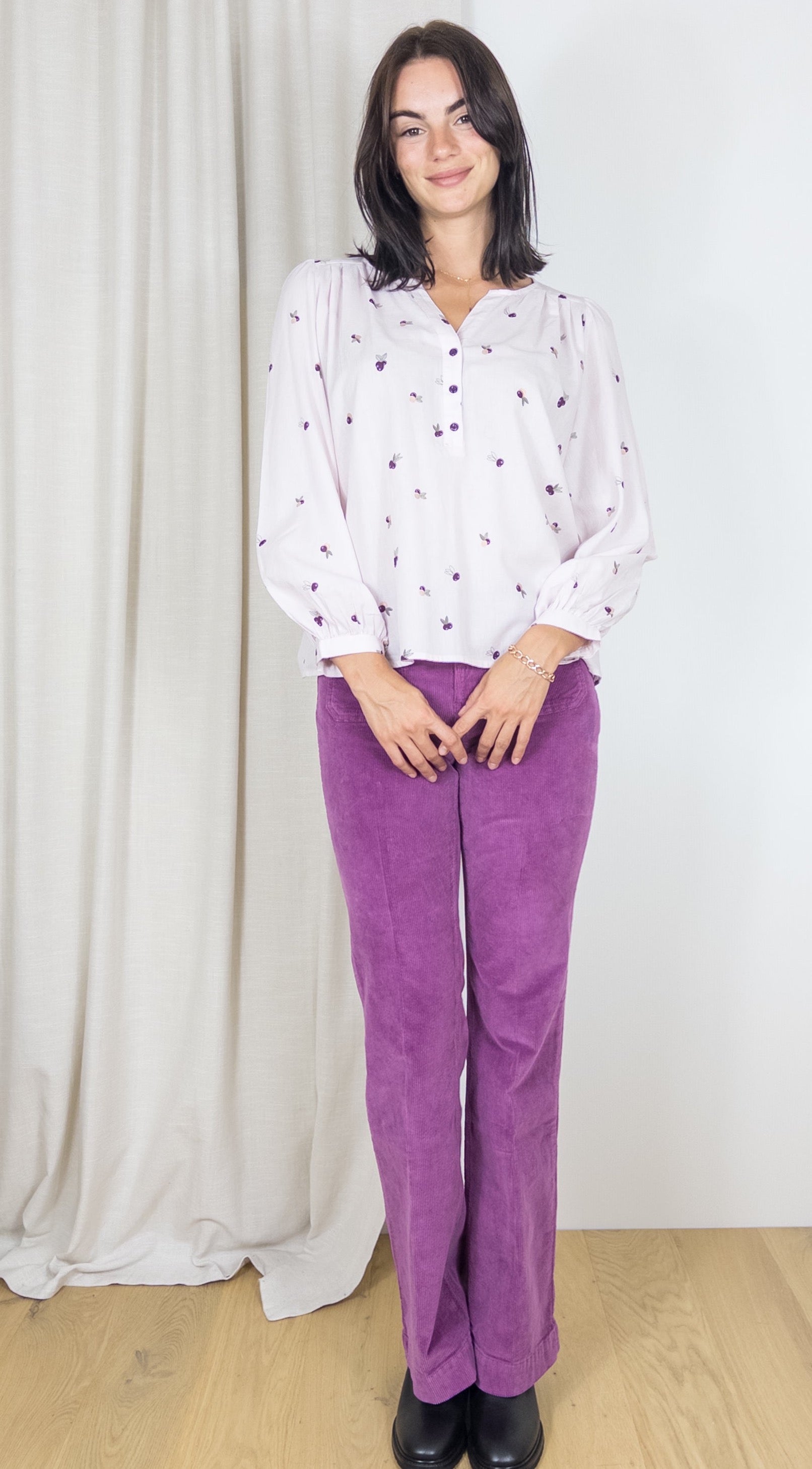 BLOUSE IMPRIMEE EN COTON RIVETTE DES PETITS HAUTS CHOUQETTE LILAS