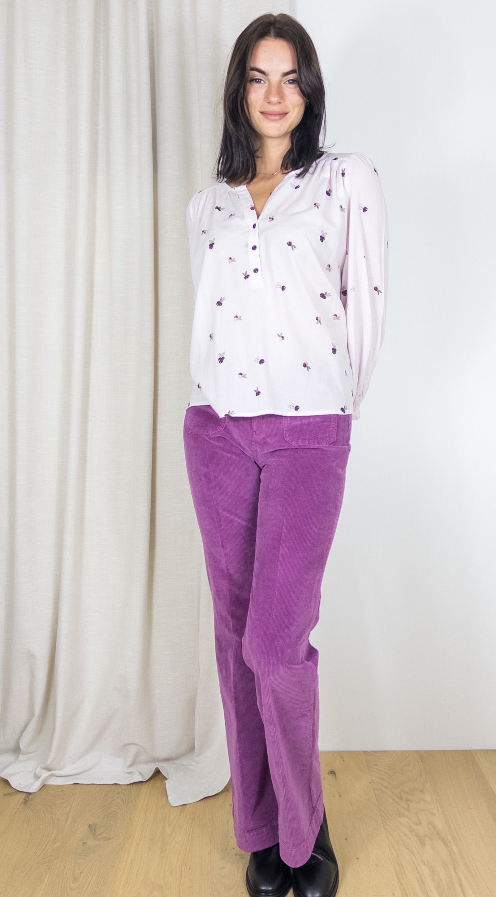 BLOUSE IMPRIMEE EN COTON RIVETTE DES PETITS HAUTS CHOUQETTE LILAS