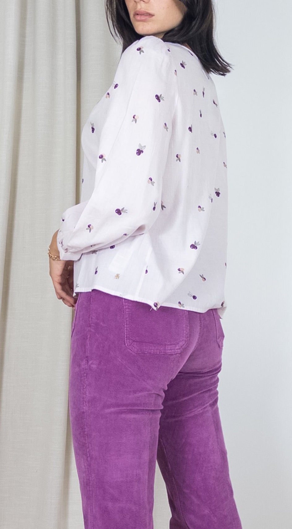 BLOUSE IMPRIMEE EN COTON RIVETTE DES PETITS HAUTS CHOUQETTE LILAS