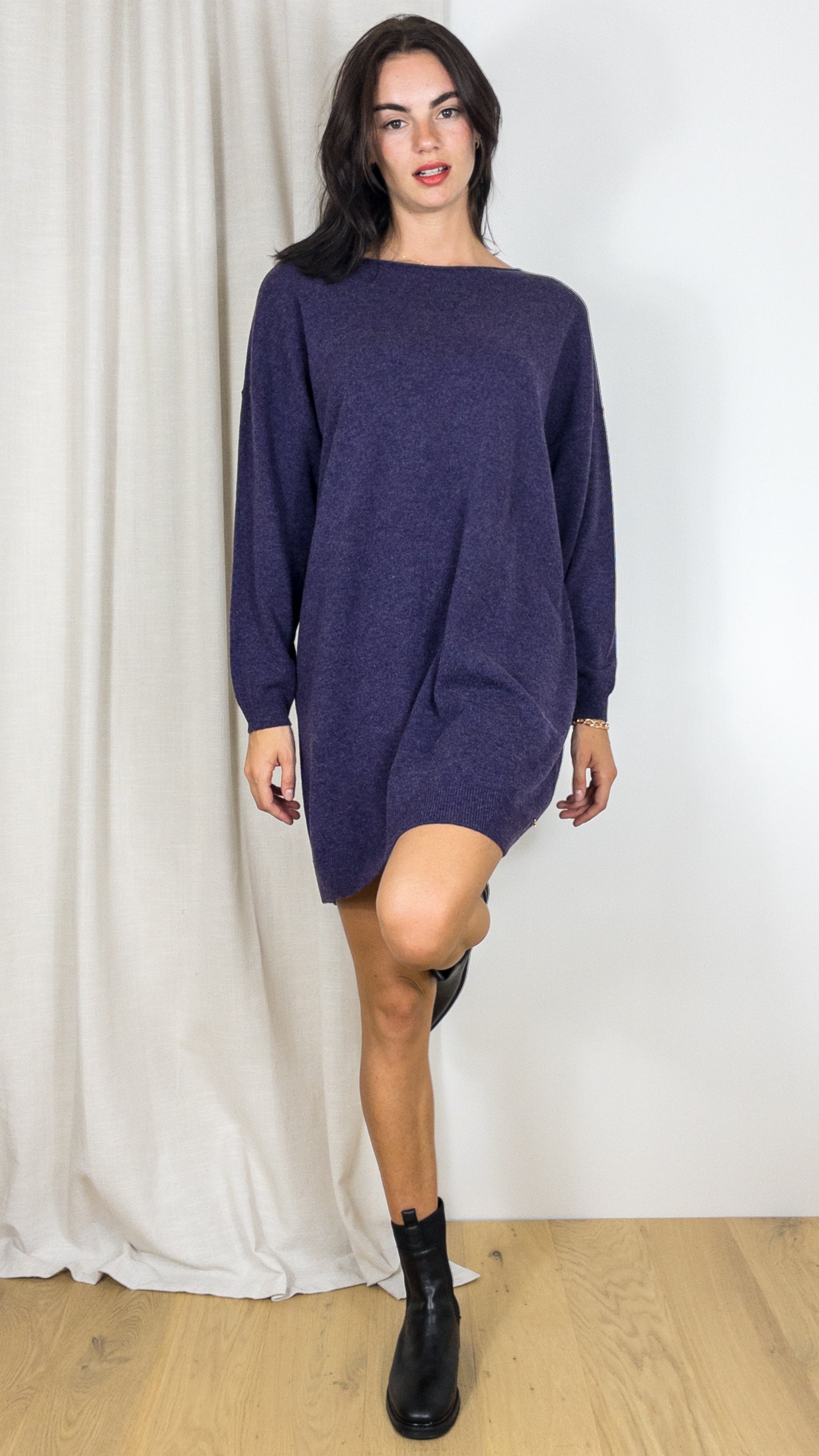 ROBE EN LAINE DES PETITS HAUTS AREMI VIOLETTE CHINE