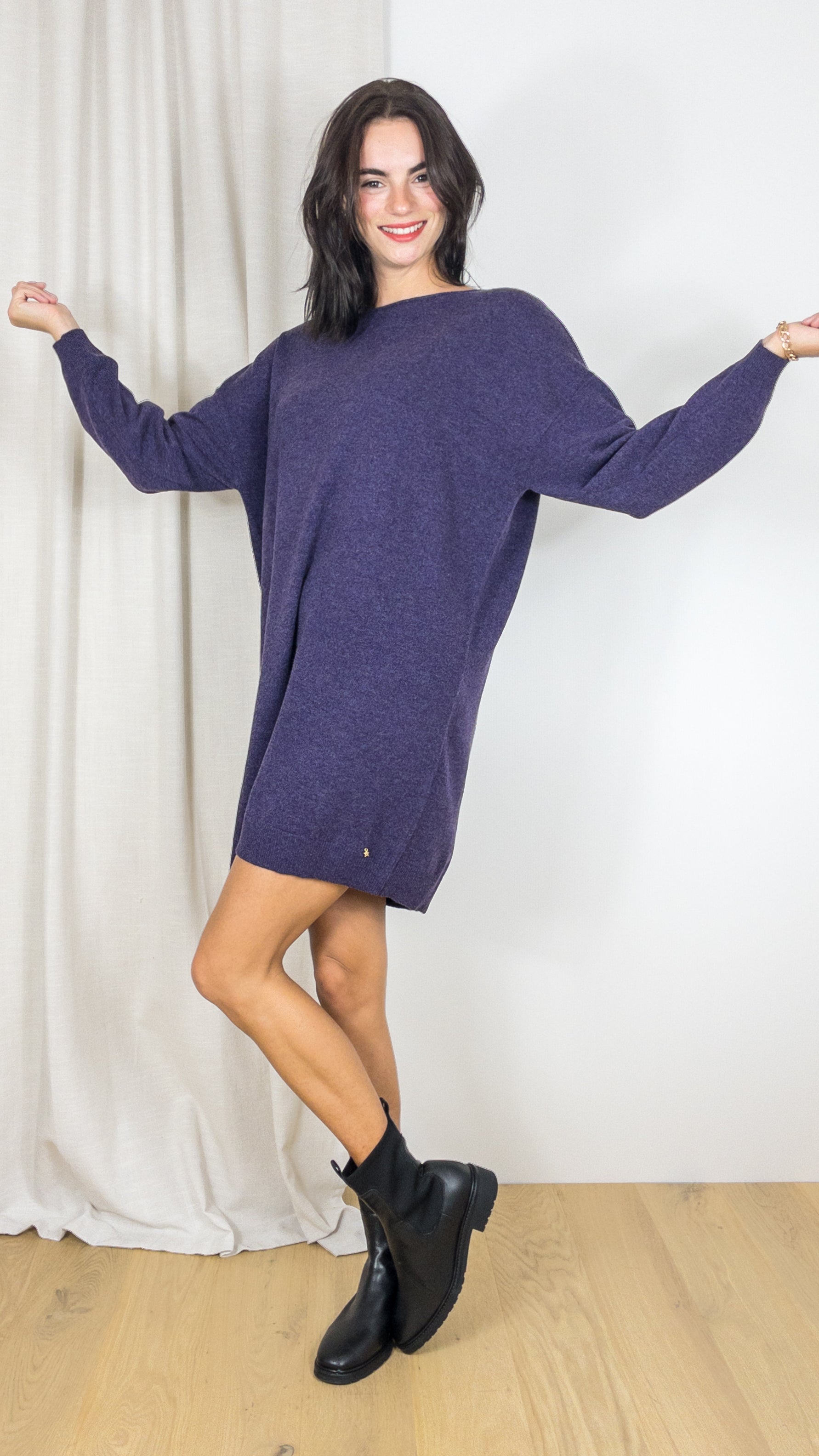 ROBE EN LAINE DES PETITS HAUTS AREMI VIOLETTE CHINE