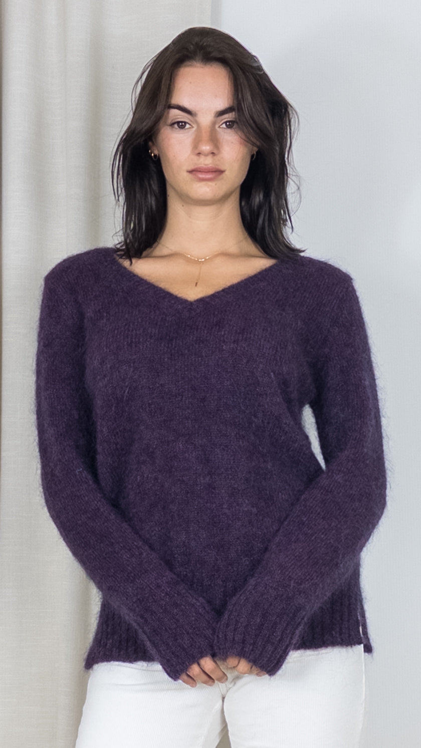PULL MAILLE MOELLEUSE COL V DES PETITS HAUTS BERTON BLUE BERRY