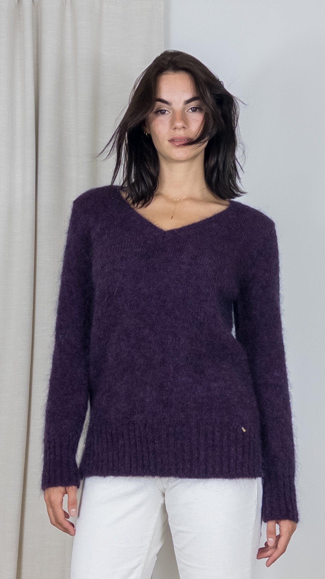 PULL MAILLE MOELLEUSE COL V DES PETITS HAUTS BERTON BLUE BERRY