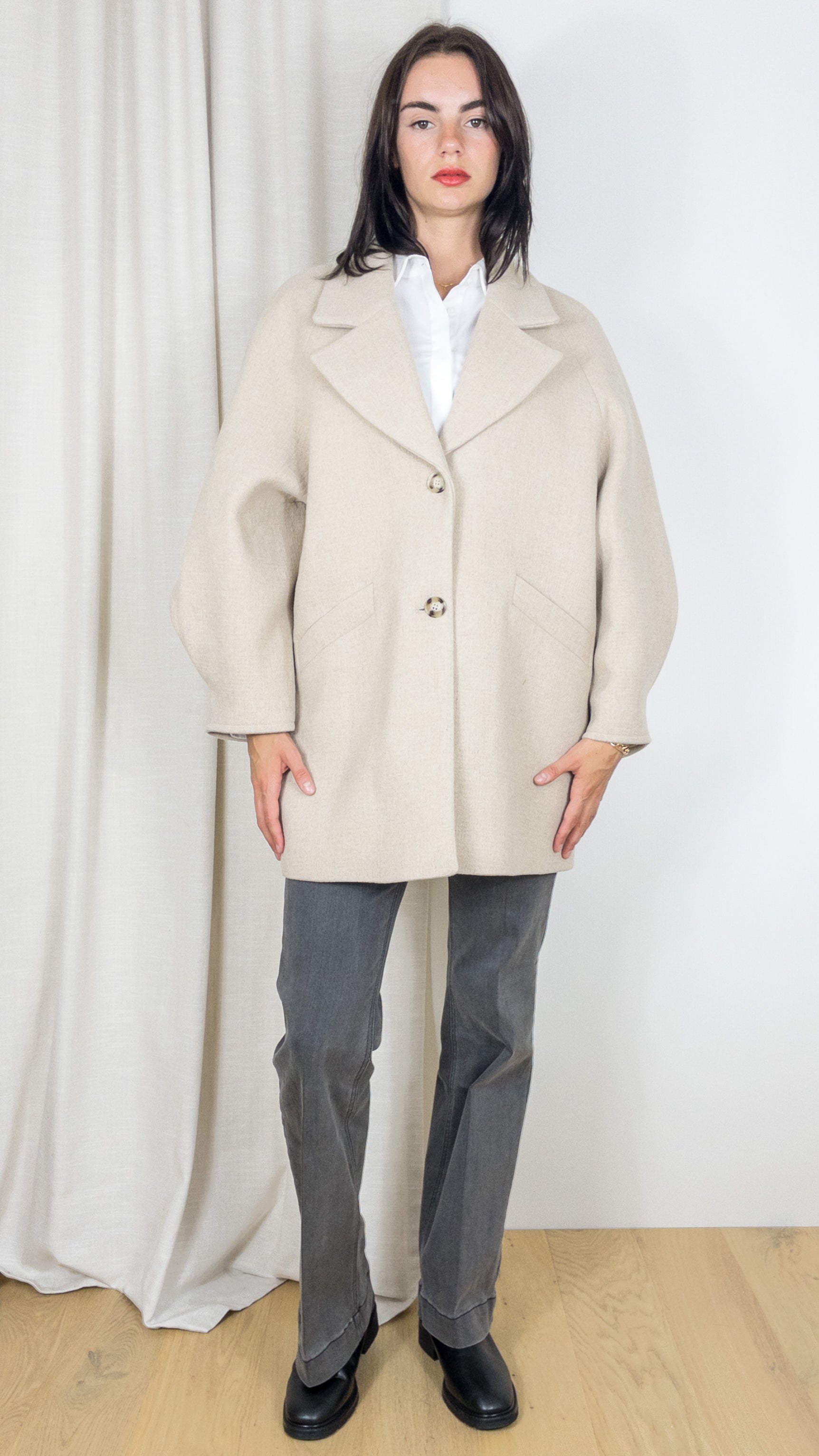 MANTEAU EN LAINE NEVILLE DES PETITS HAUTS BEIGE