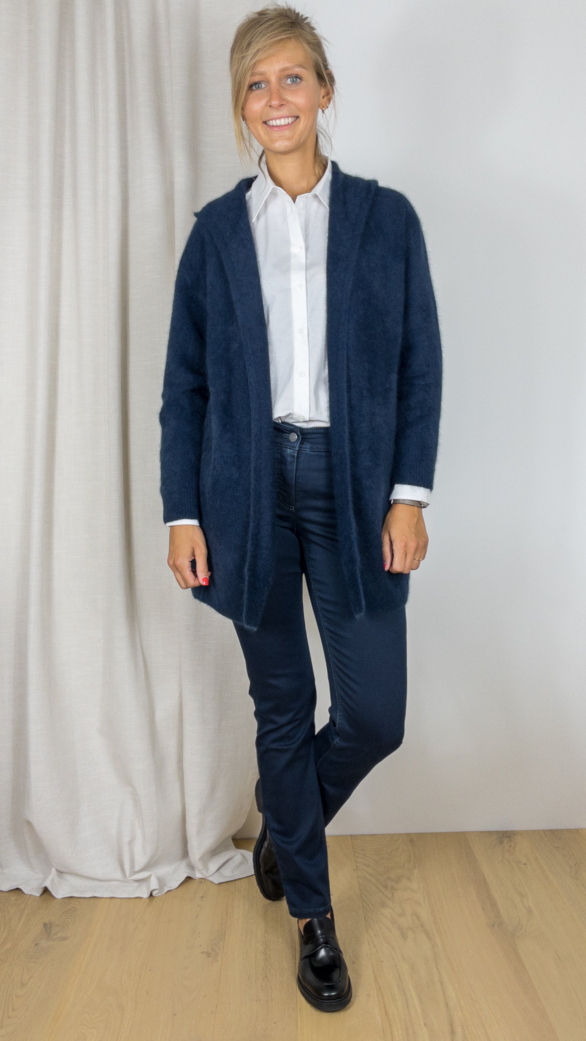 GILET LONG A CAPUCHE EN RACCOON ESTHEME WES2294H NAVY