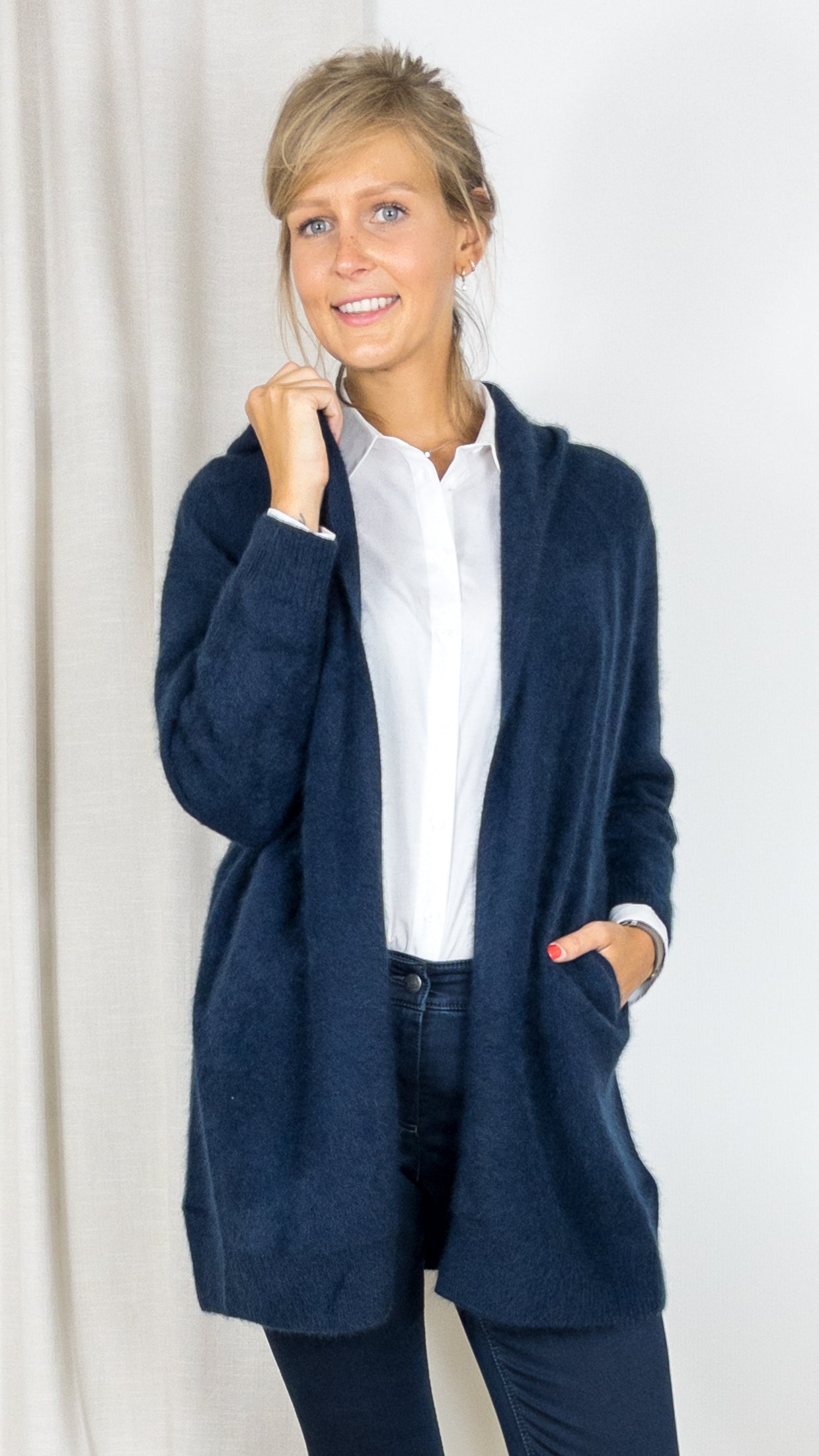 GILET LONG A CAPUCHE EN RACCOON ESTHEME WES2294H NAVY