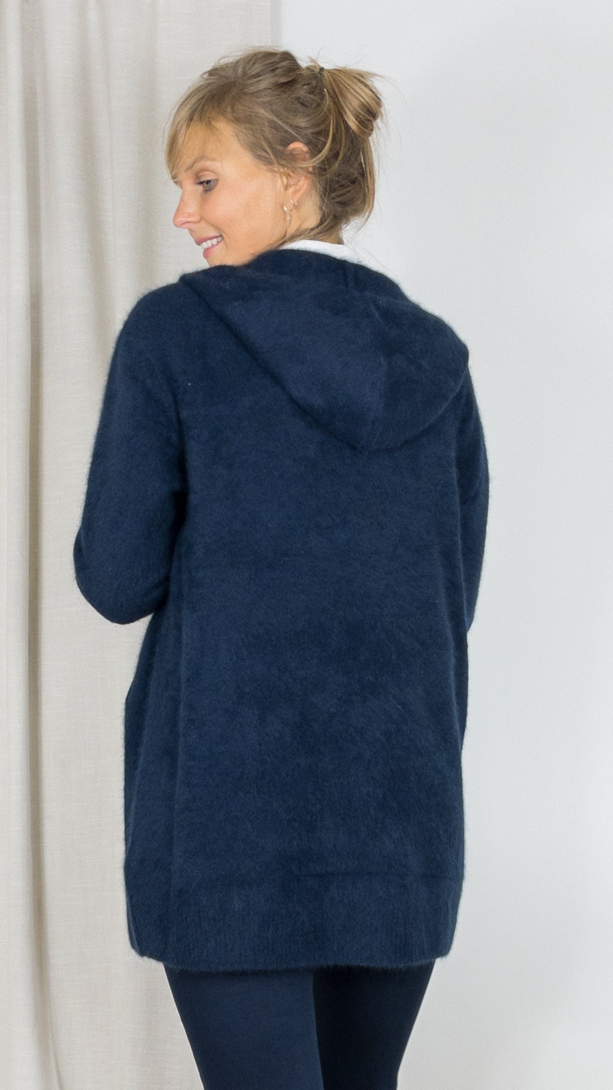 GILET LONG A CAPUCHE EN RACCOON ESTHEME WES2294H NAVY