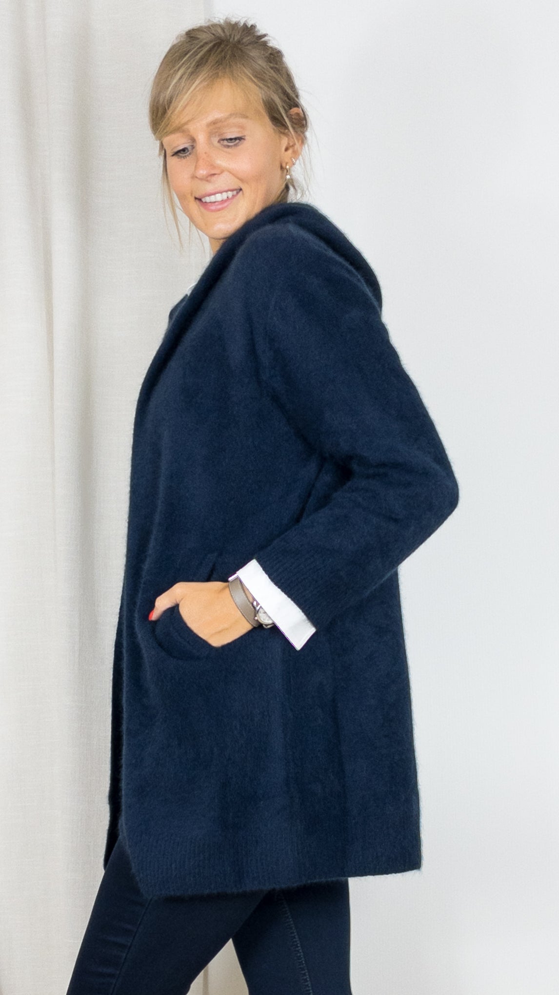 GILET LONG A CAPUCHE EN RACCOON ESTHEME WES2294H NAVY
