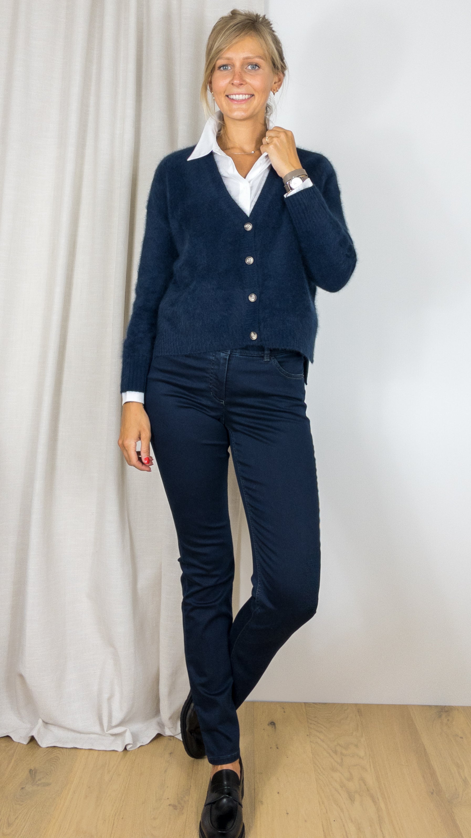 GILET V EN RACCOON 22BBSW52 ESTHEME NAVY