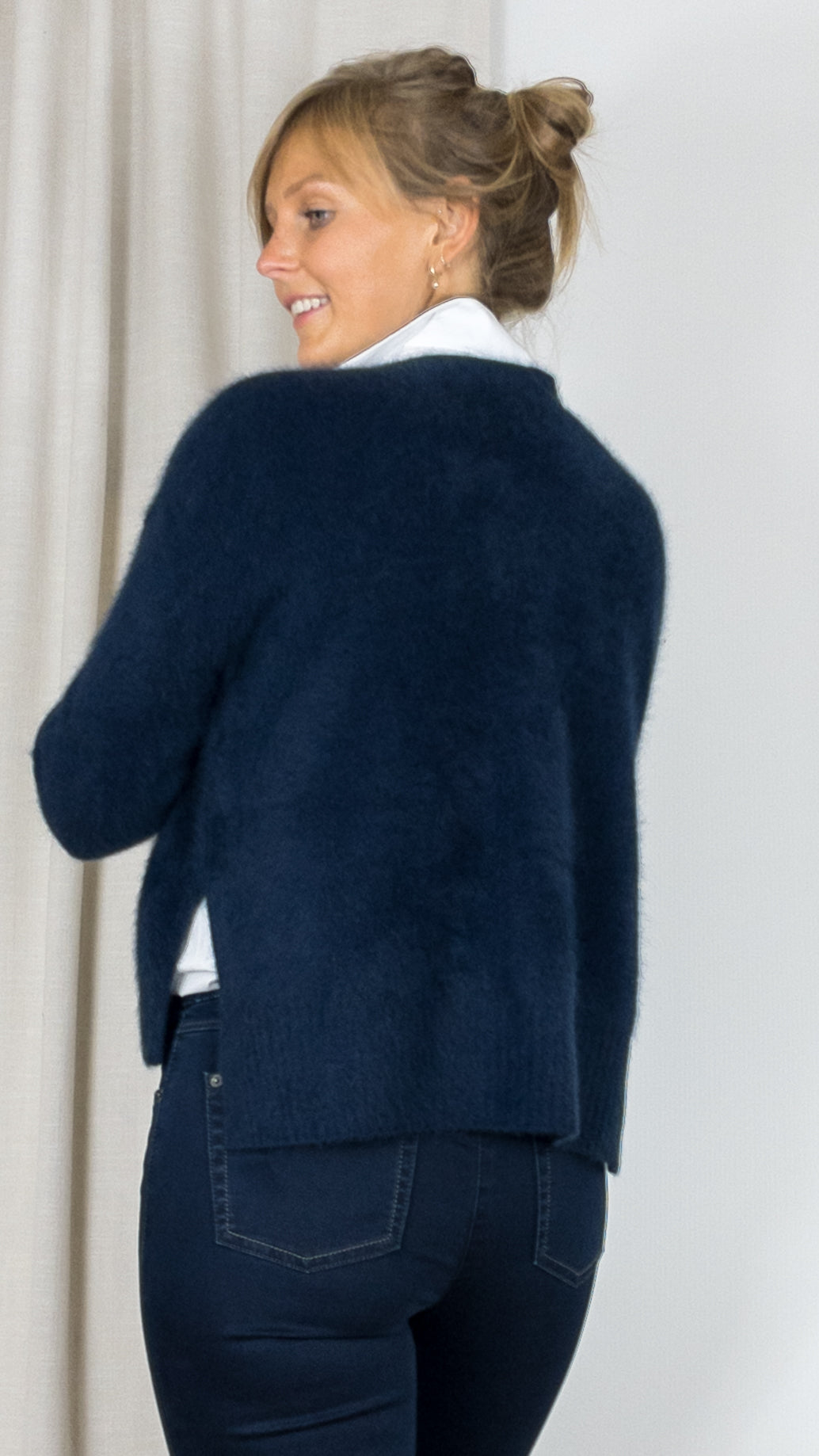 GILET V EN RACCOON 22BBSW52 ESTHEME NAVY